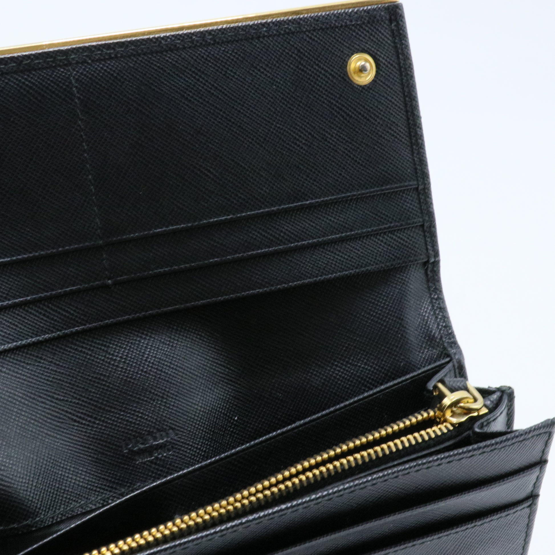 Continental Flap Wallet Saffiano Leather with Metal Detail