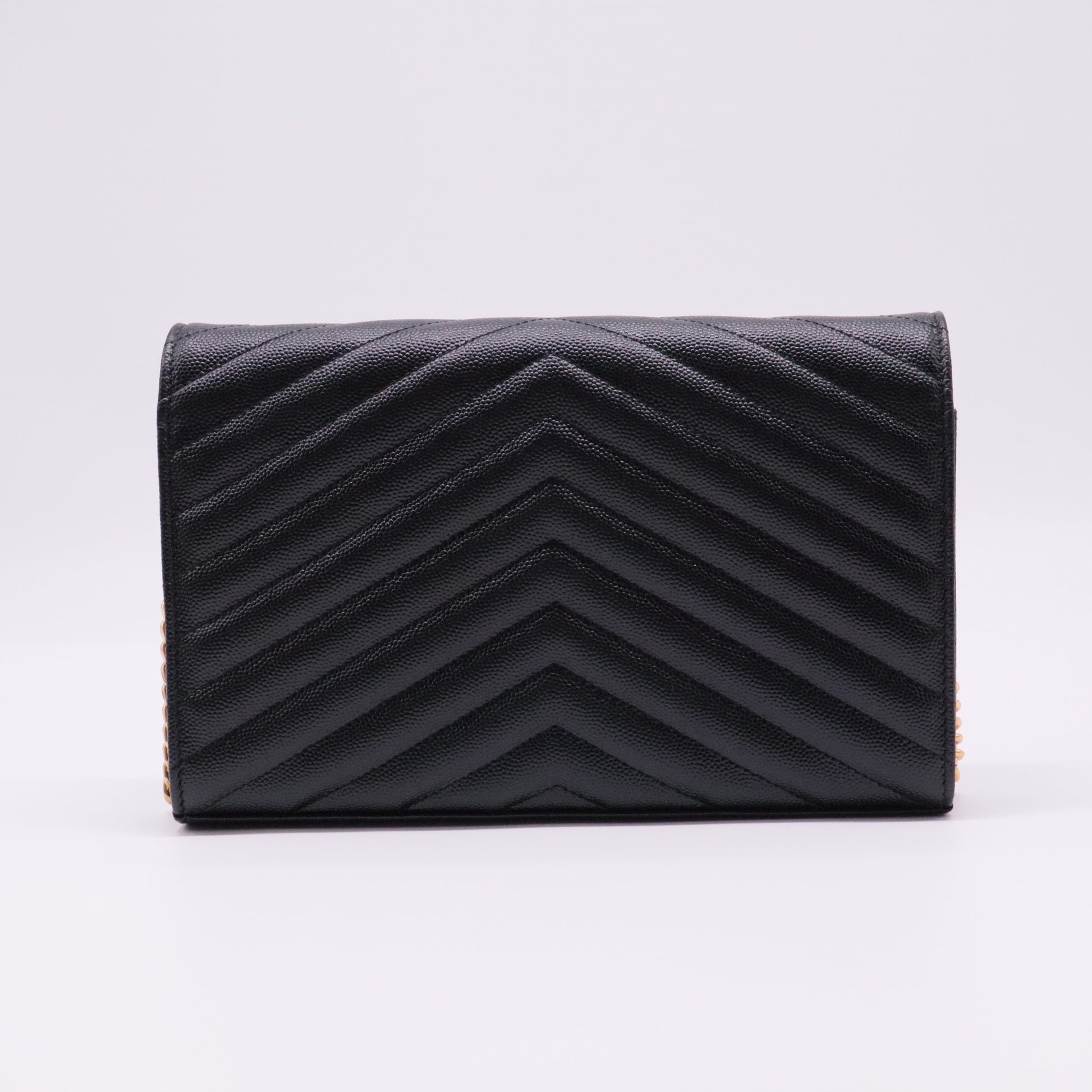 Grain De Poudre Matelasse Chevron Monogram Chain Wallet Black Twins