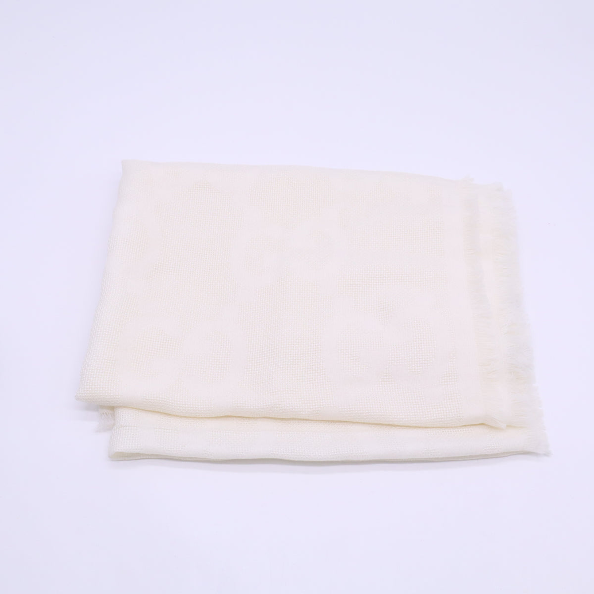 Gucci GG Logo Wool Silk Scarf in White Twins W23198