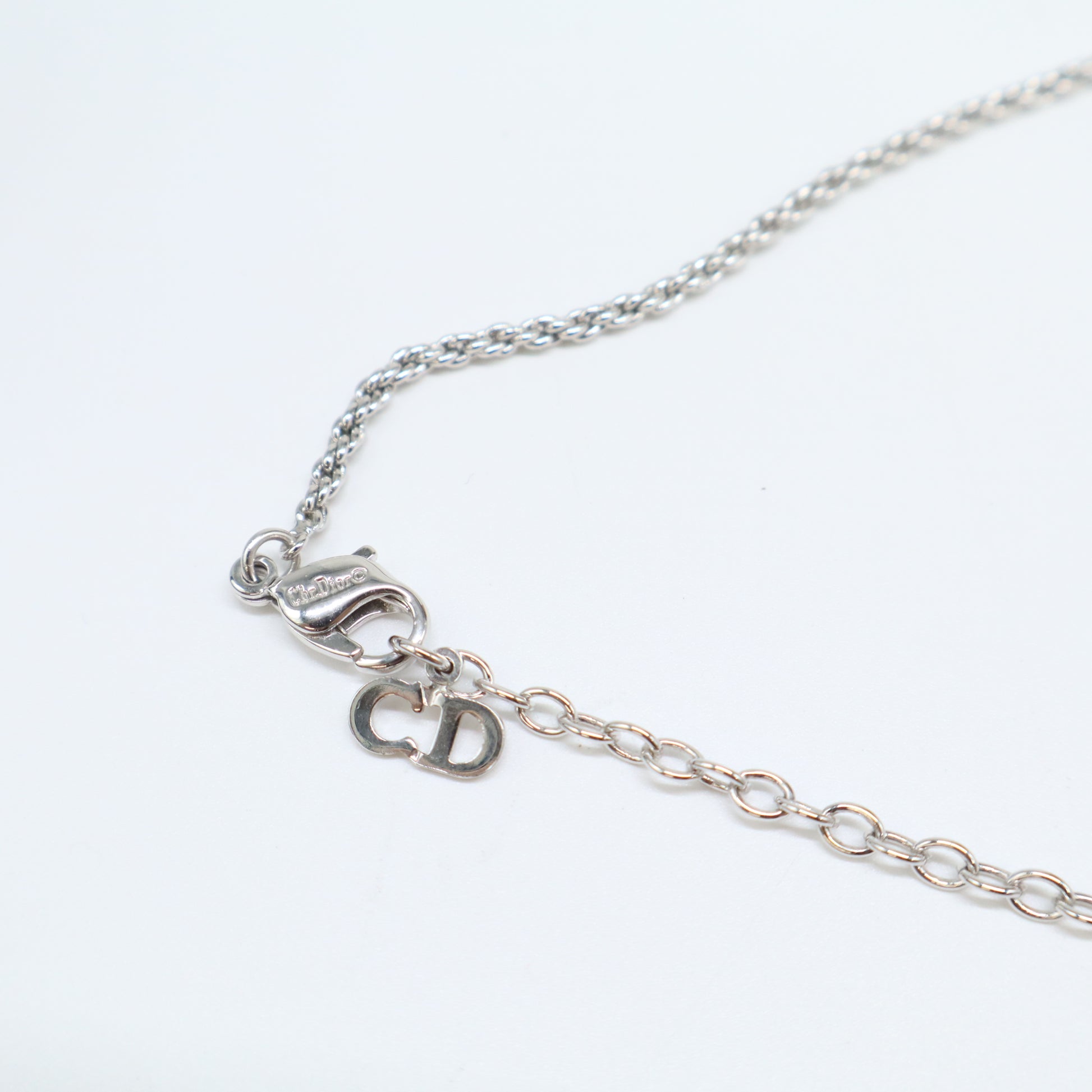 Dior Vintage Logo Insignia Crystals Pendant Necklace W21751
