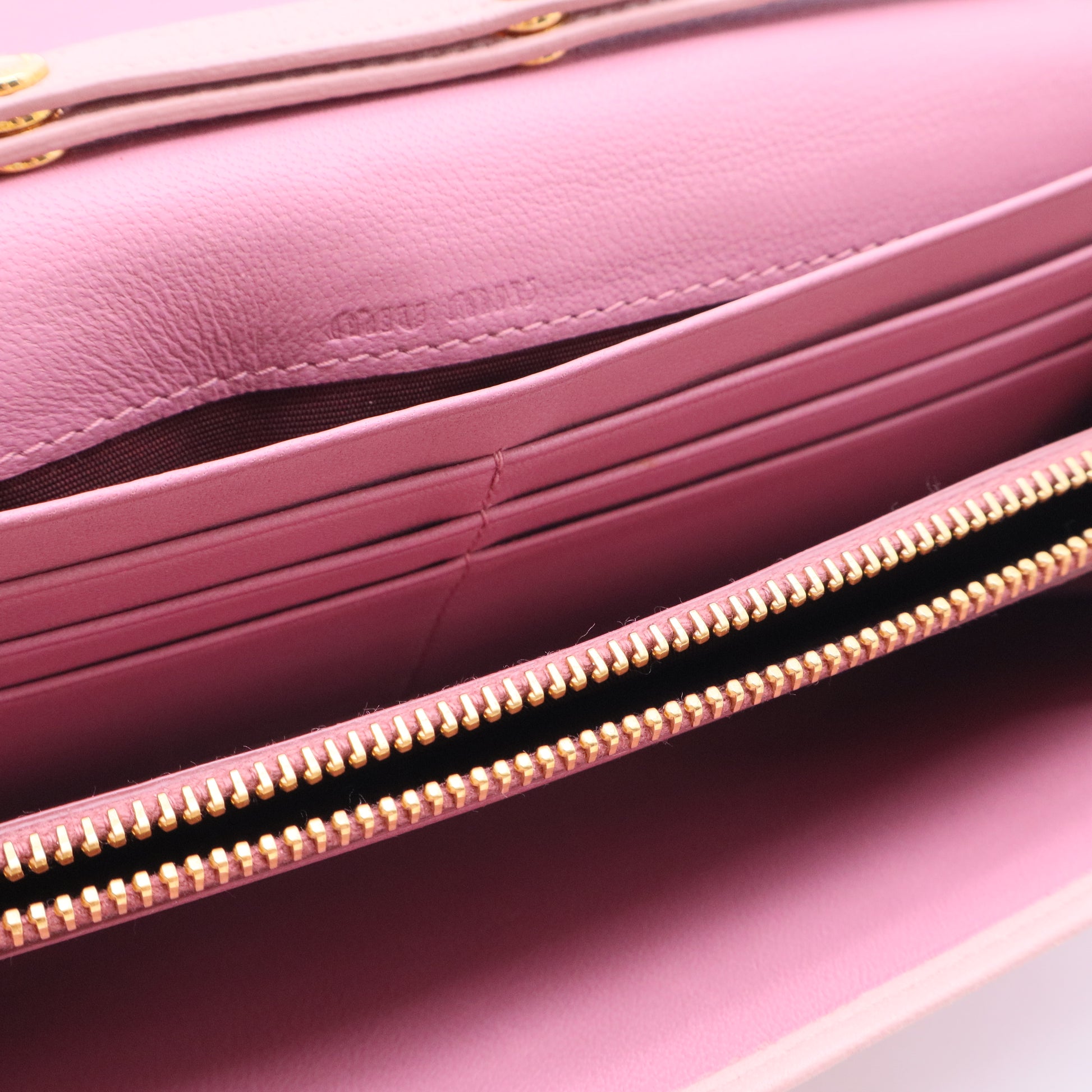 Miu Miu Light Pink Matelassé Leather Flap Clutch