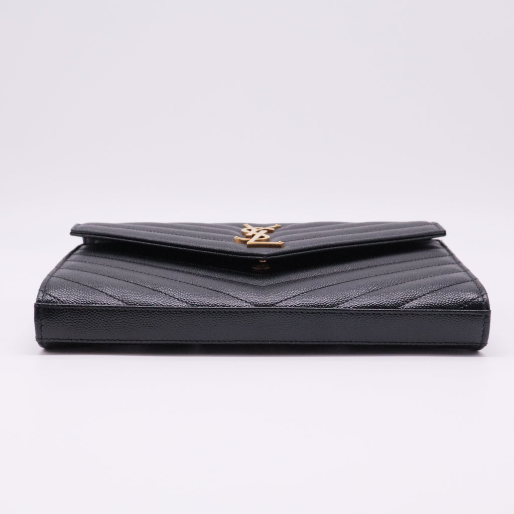 Grain De Poudre Matelasse Chevron Monogram Chain Wallet Black Twins