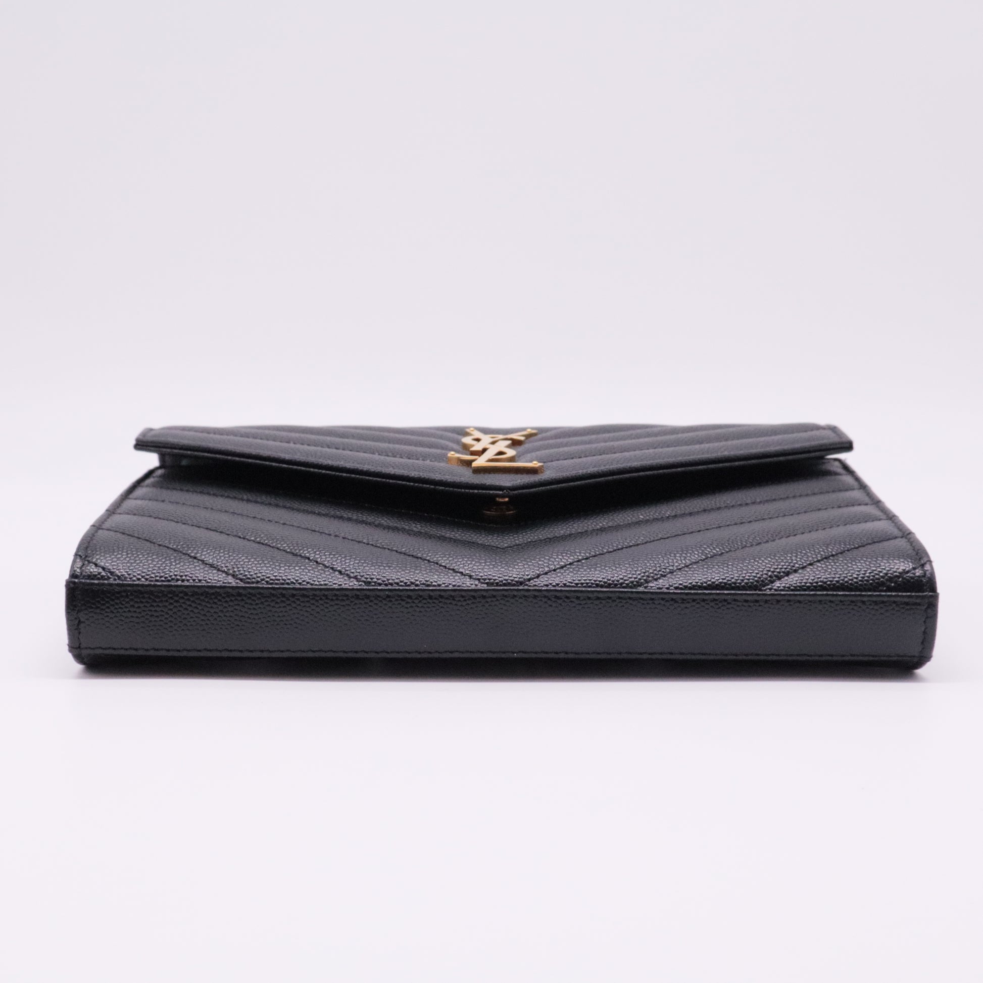 Grain De Poudre Matelasse Chevron Monogram Chain Wallet Black Twins
