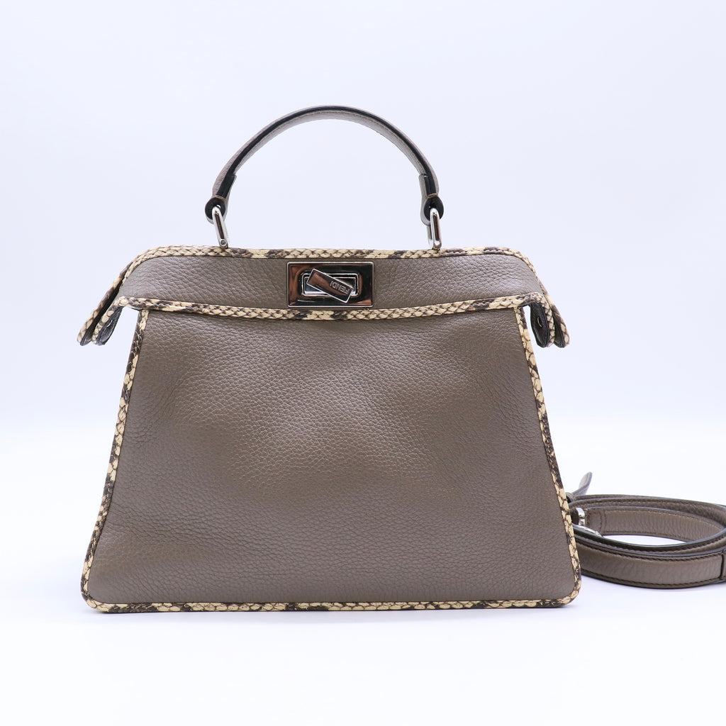 Fendi Peekaboo ISeeU Medium Leather Bag with Elaphe Trim twins LDJ4282