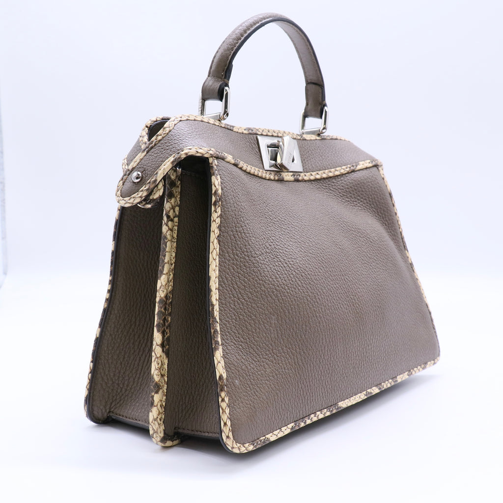 Fendi Peekaboo ISeeU Medium Leather Bag with Elaphe Trim twins LDJ4282