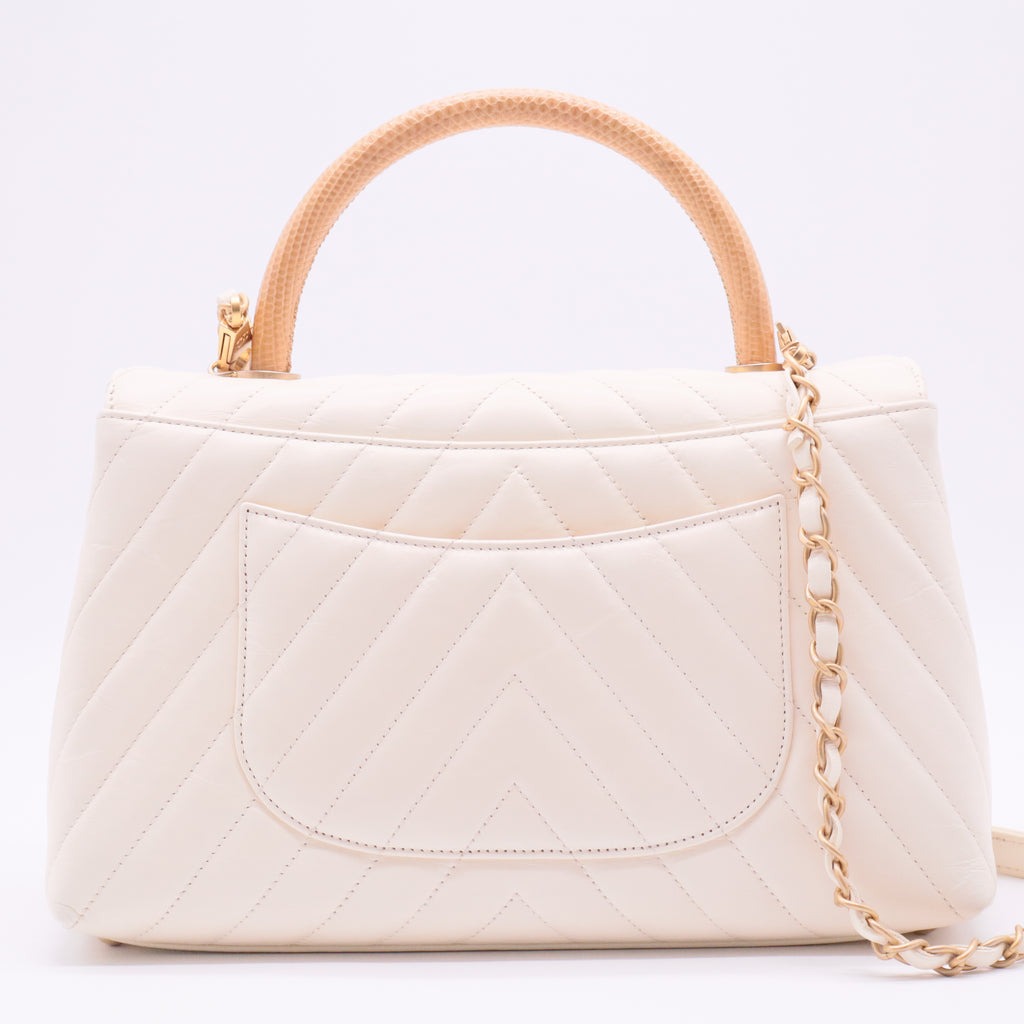 Coco Top Handle Bag Chevron Calfskin Medium