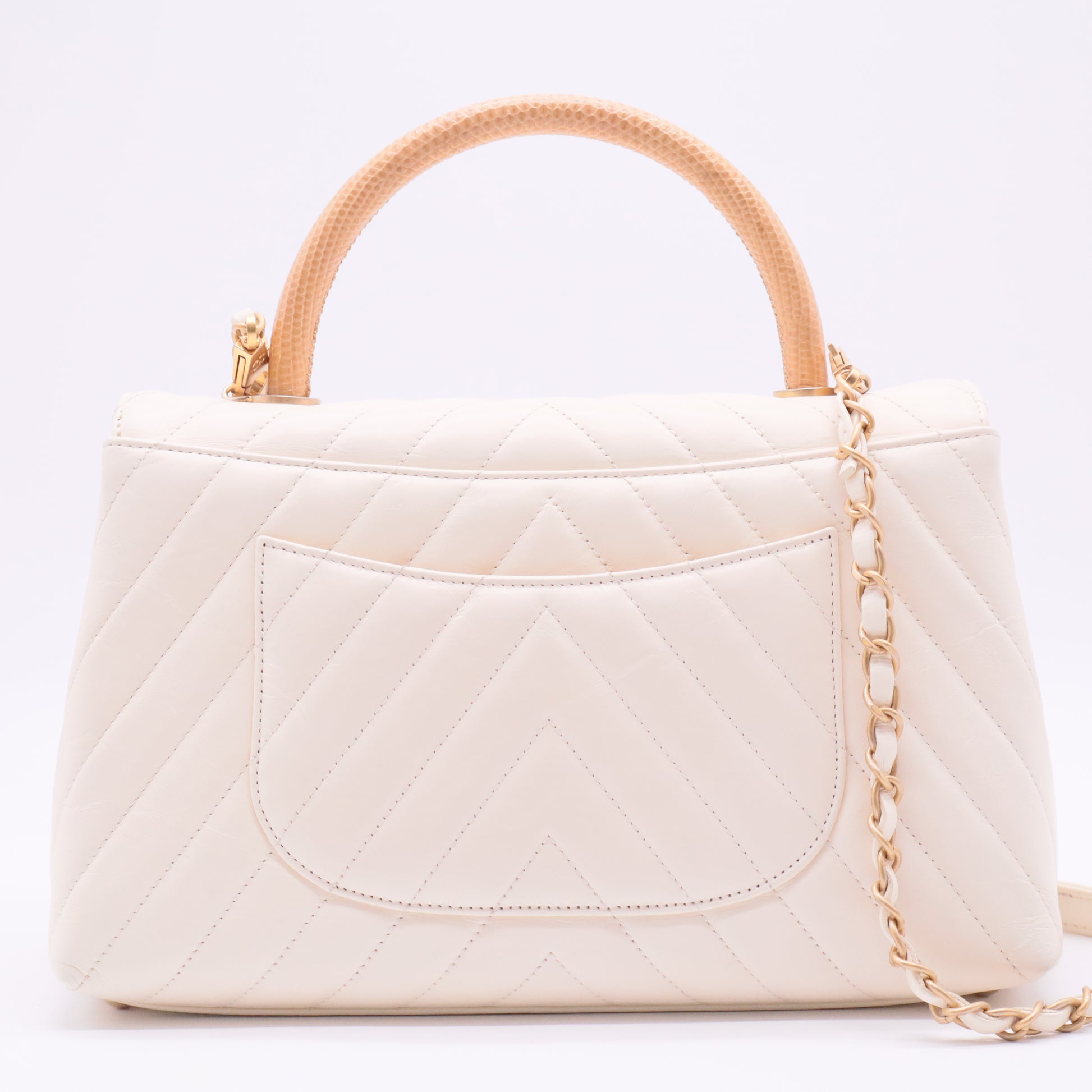 Coco Top Handle Bag Chevron Calfskin Medium