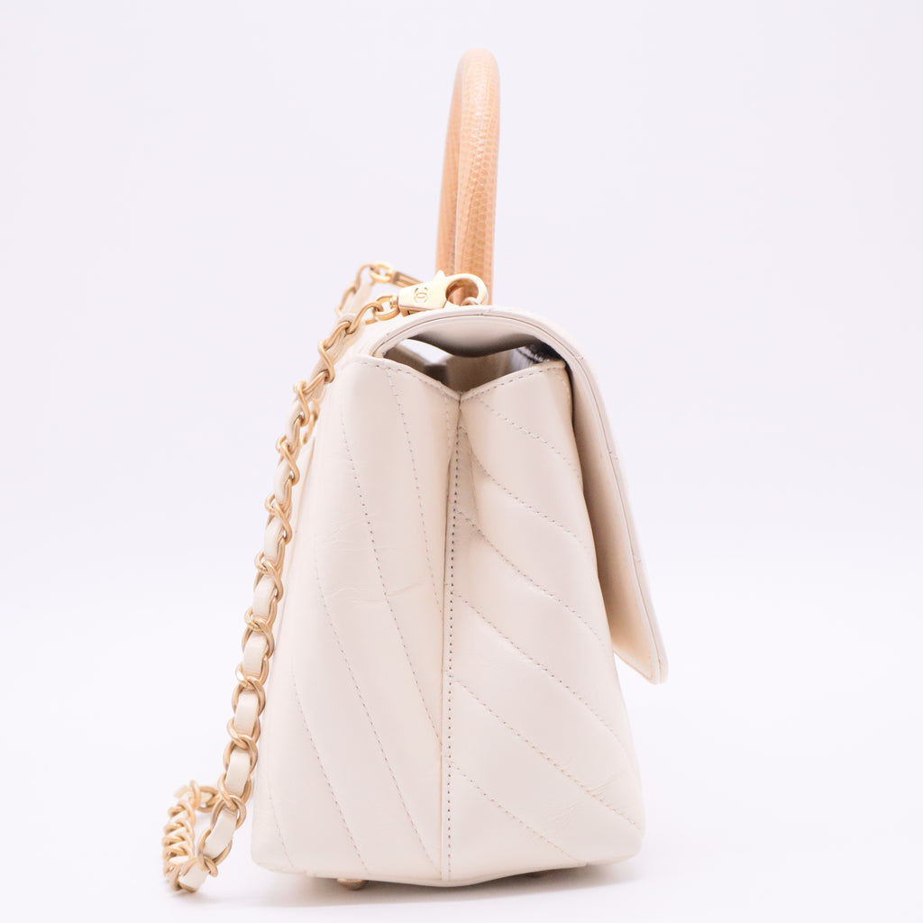 Coco Top Handle Bag Chevron Calfskin Medium