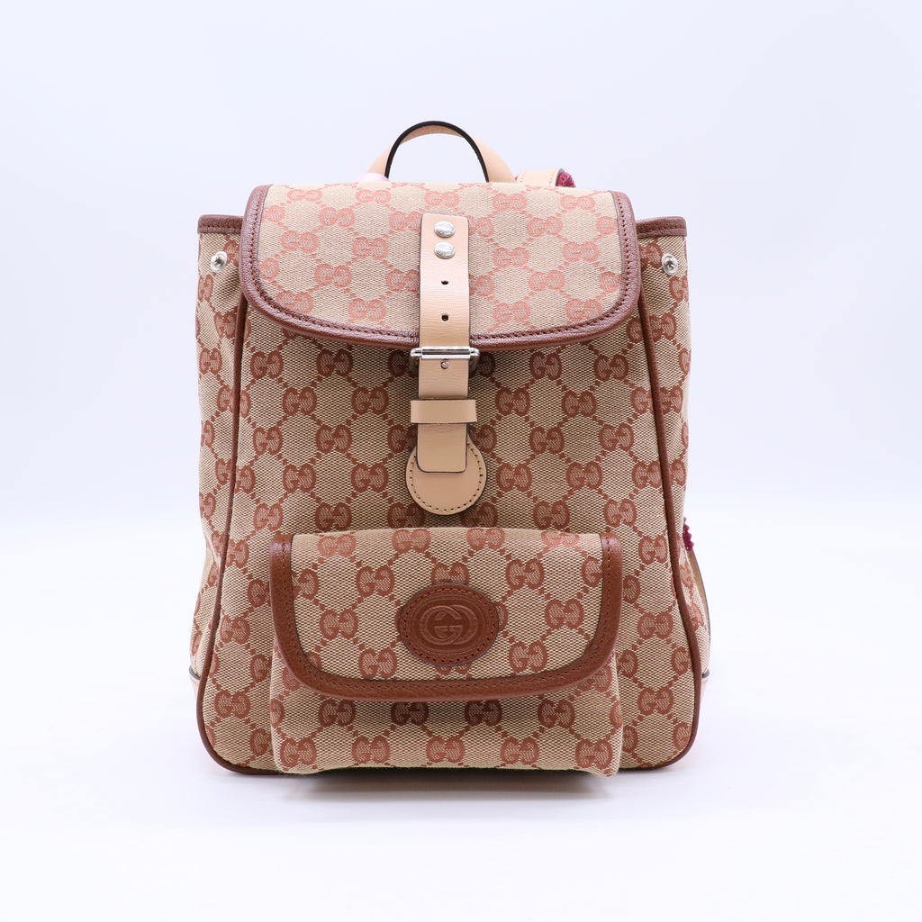 Gucci GG Canvas GG Canvas Leather Backpack Beige twins LDJ4281