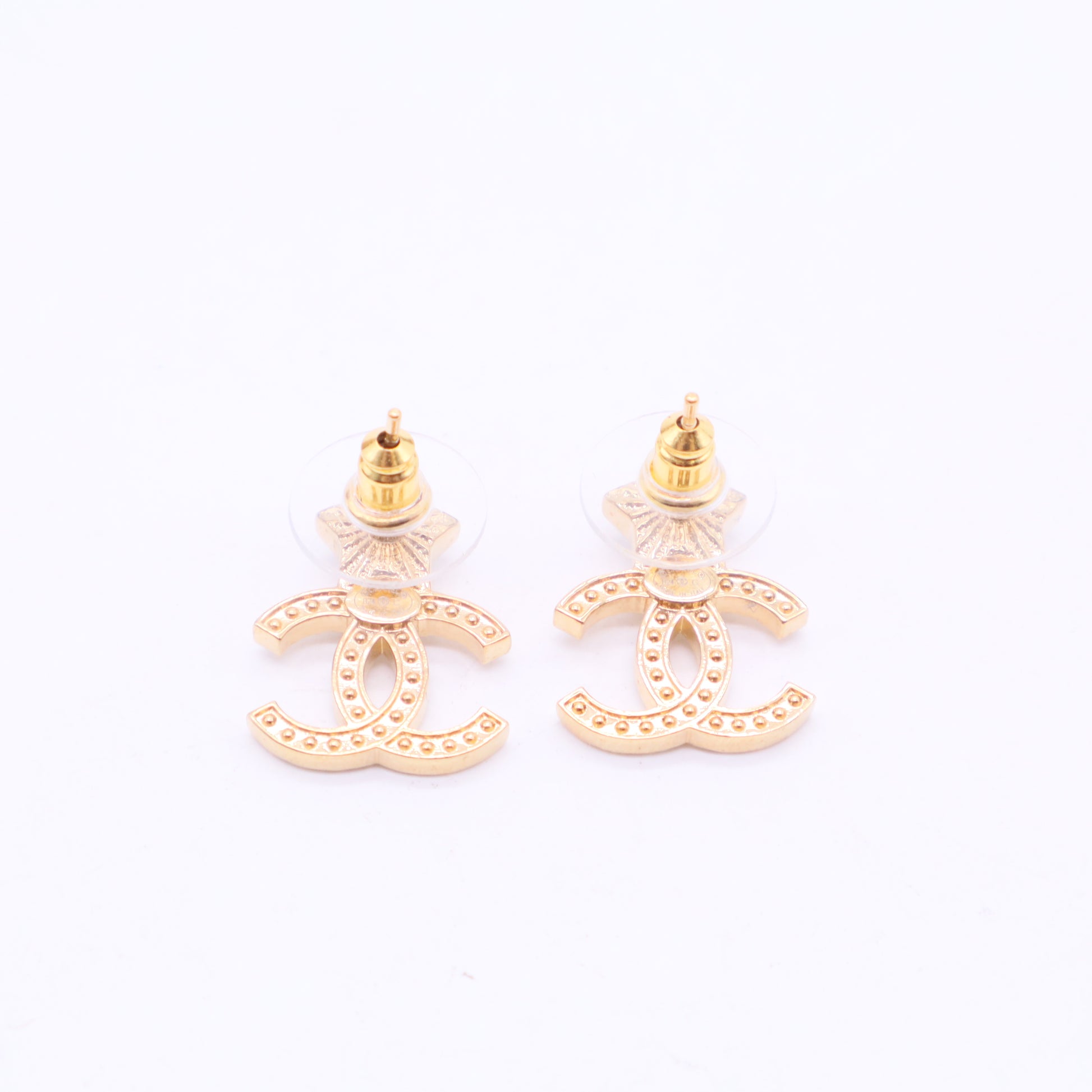 Pearl Crystal CC Star Earrings Gold