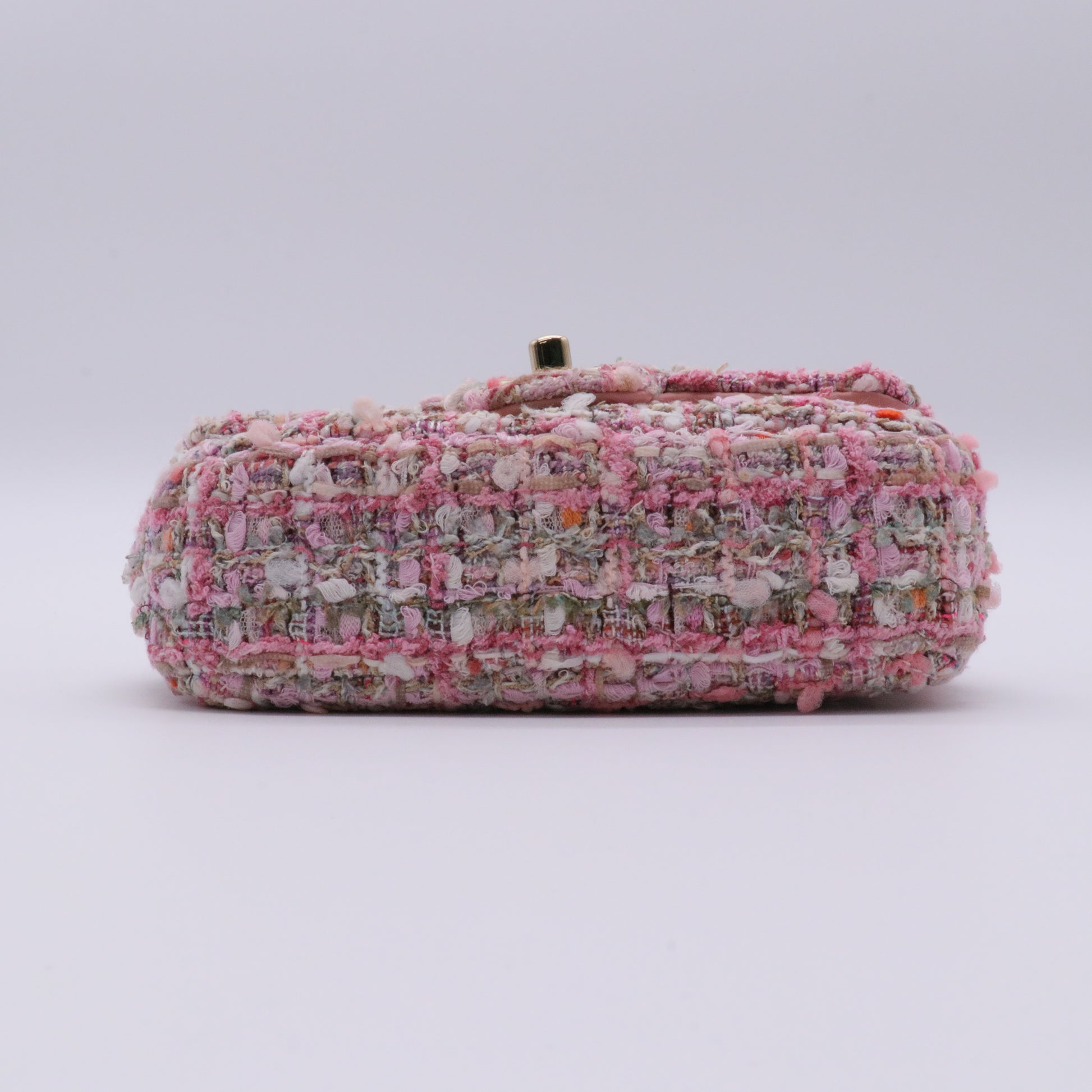 Tweed Medium Pearl Handle Flap Pink Beige Orange Ecru twins