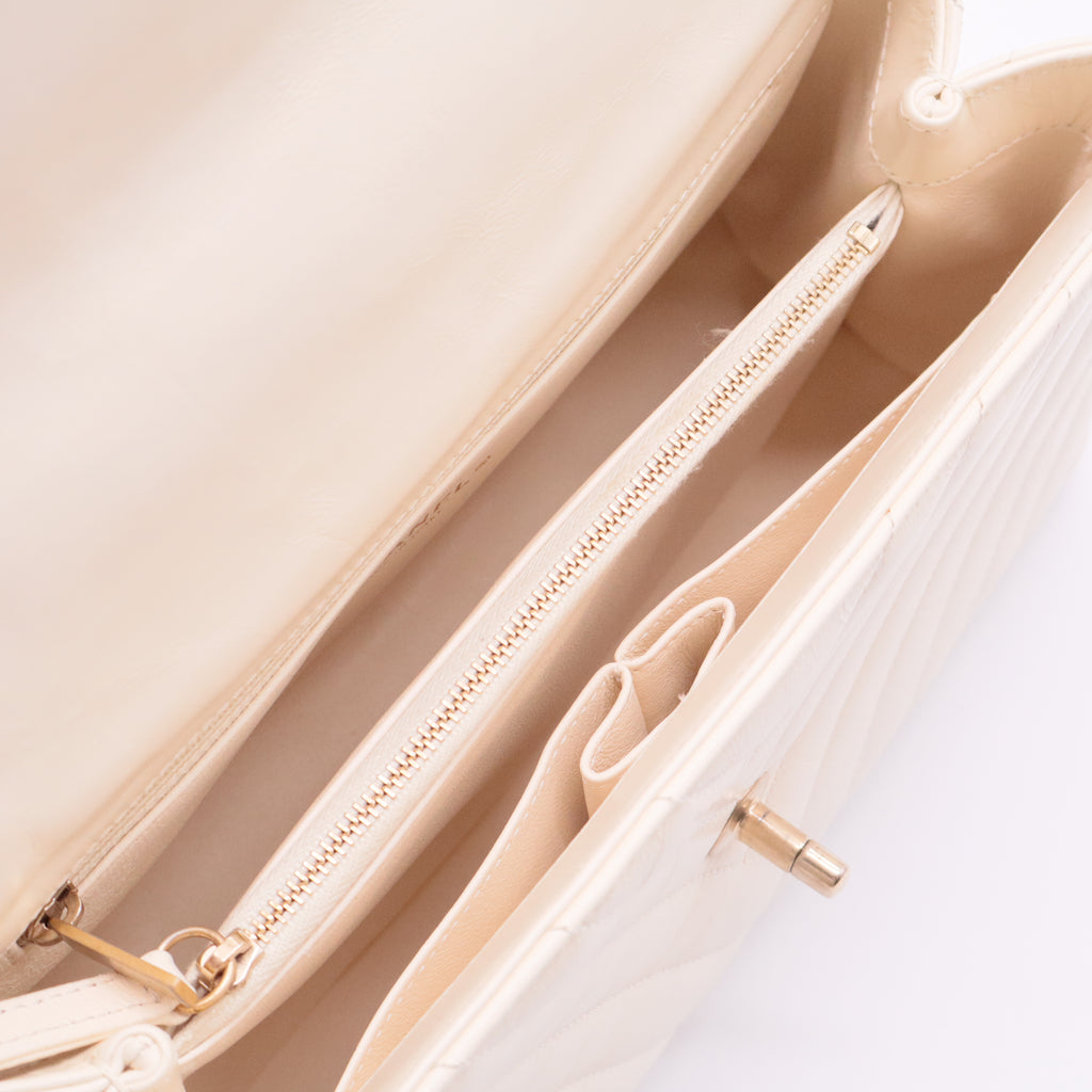 Coco Top Handle Bag Chevron Calfskin Medium