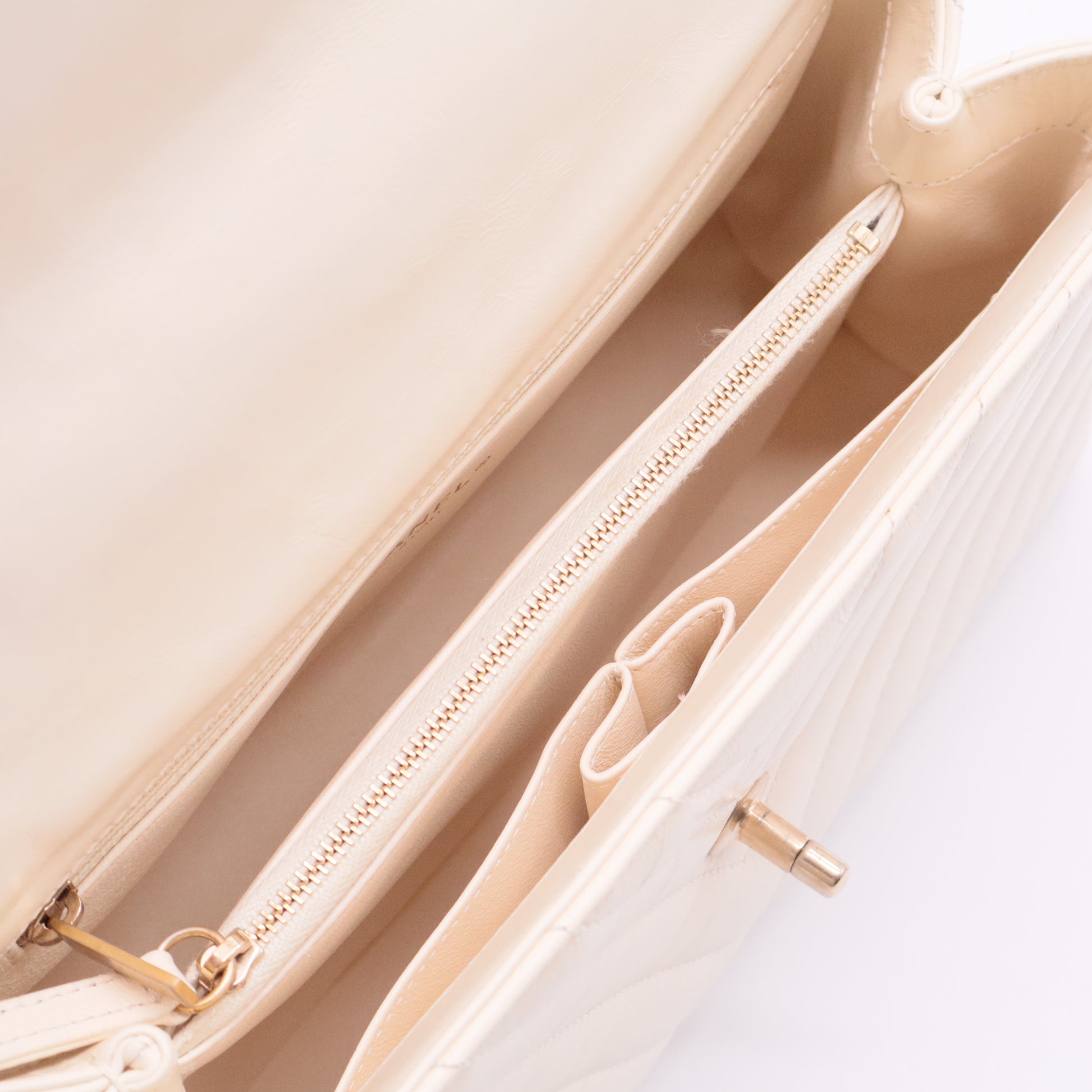 Coco Top Handle Bag Chevron Calfskin Medium