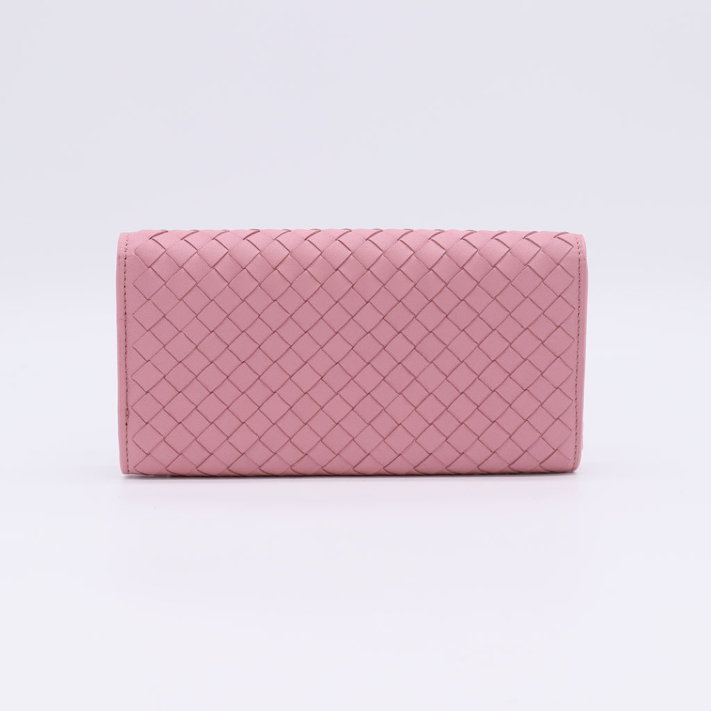 Preloved Intrecciato Wallet Pink Leather Wo W22613