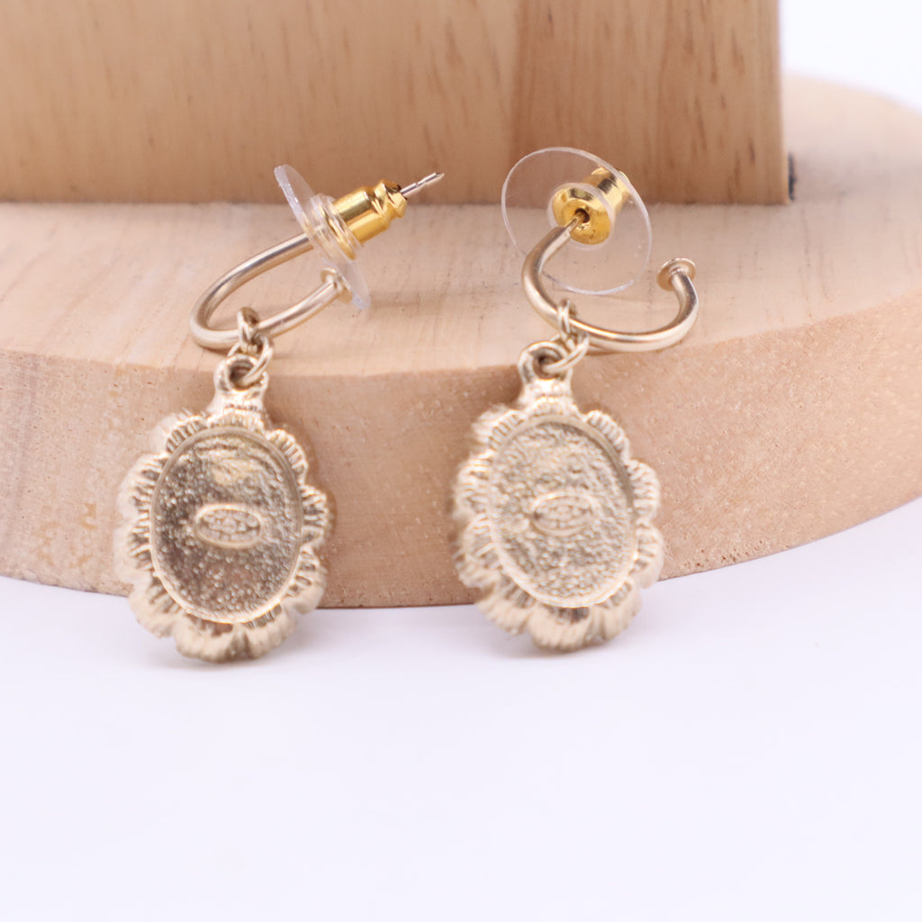 Faux Pearl & Strass CC Drop Earring