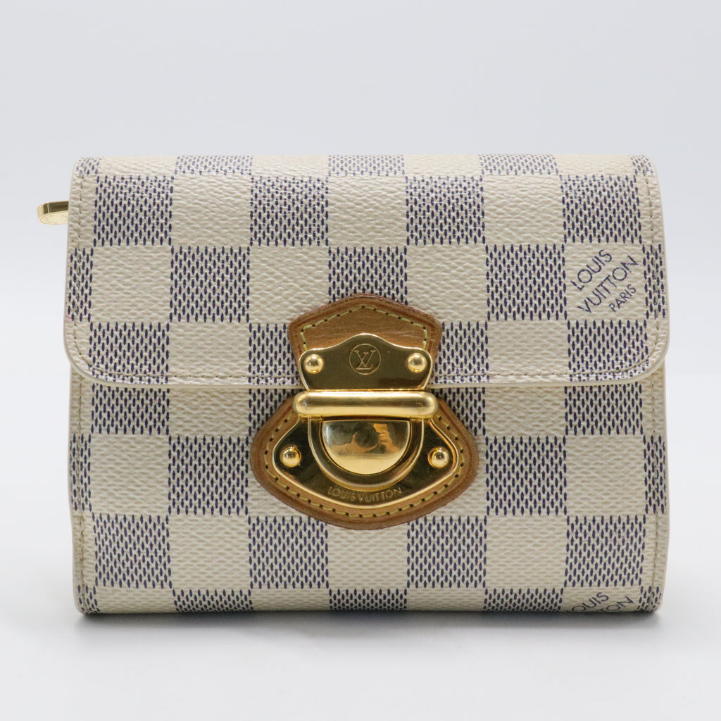 White Koala Damier Azur Coated Canvas Compact Push-lock Wallet