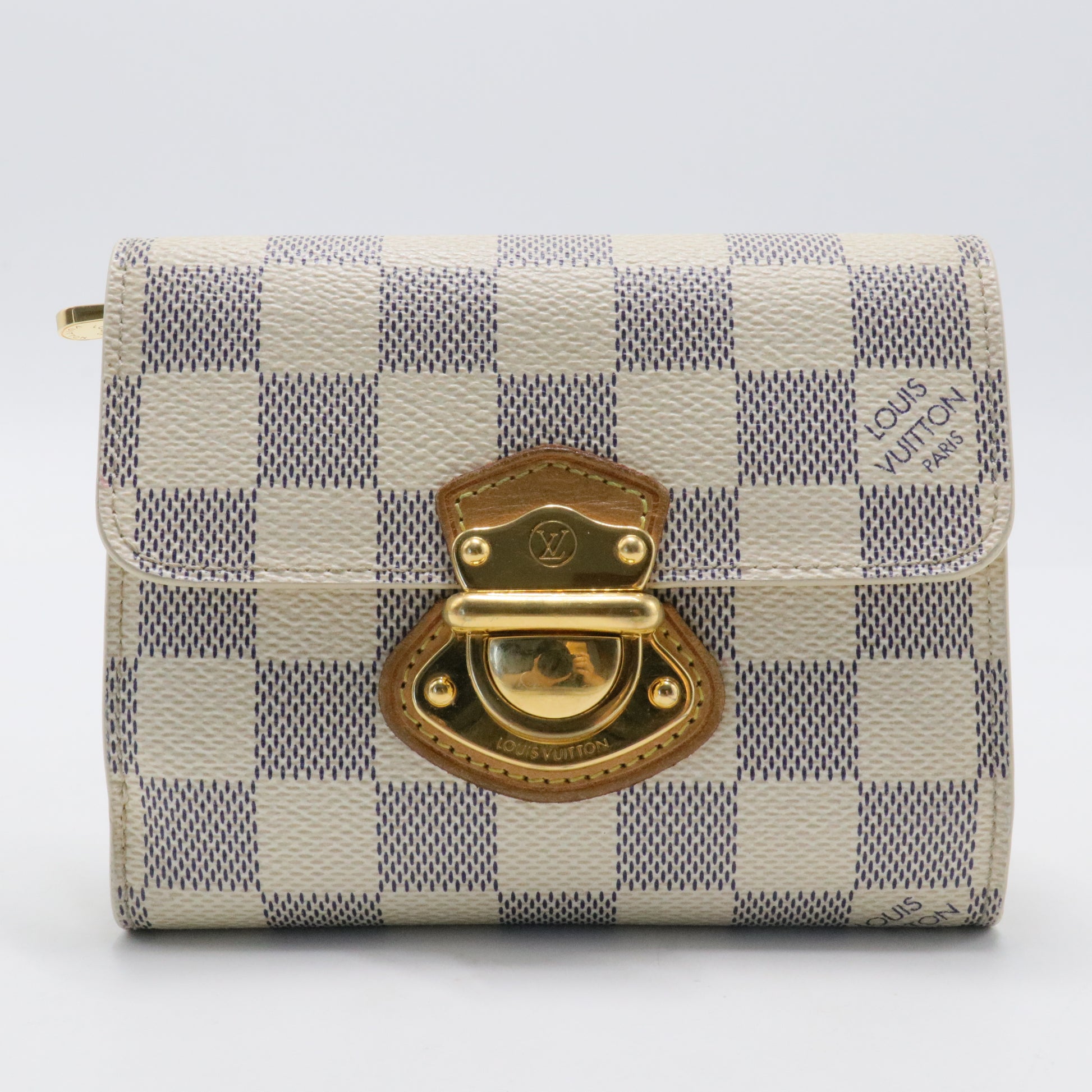 White Koala Damier Azur Coated Canvas Compact Push-lock Wallet