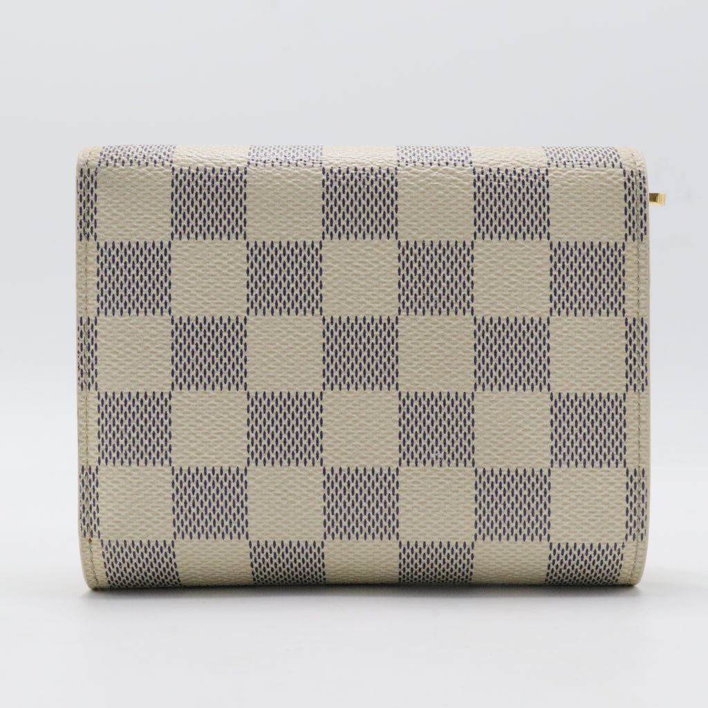 White Koala Damier Azur Coated Canvas Compact Push-lock Wallet