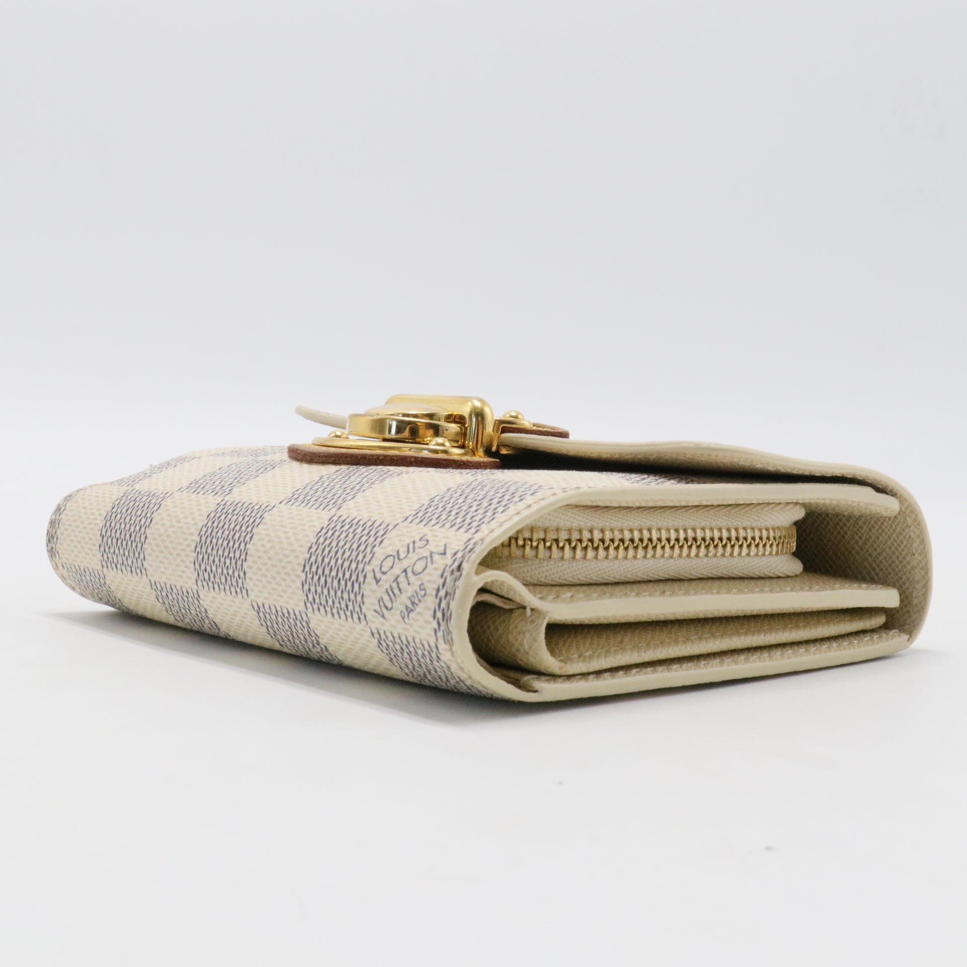 White Koala Damier Azur Coated Canvas Compact Push-lock Wallet