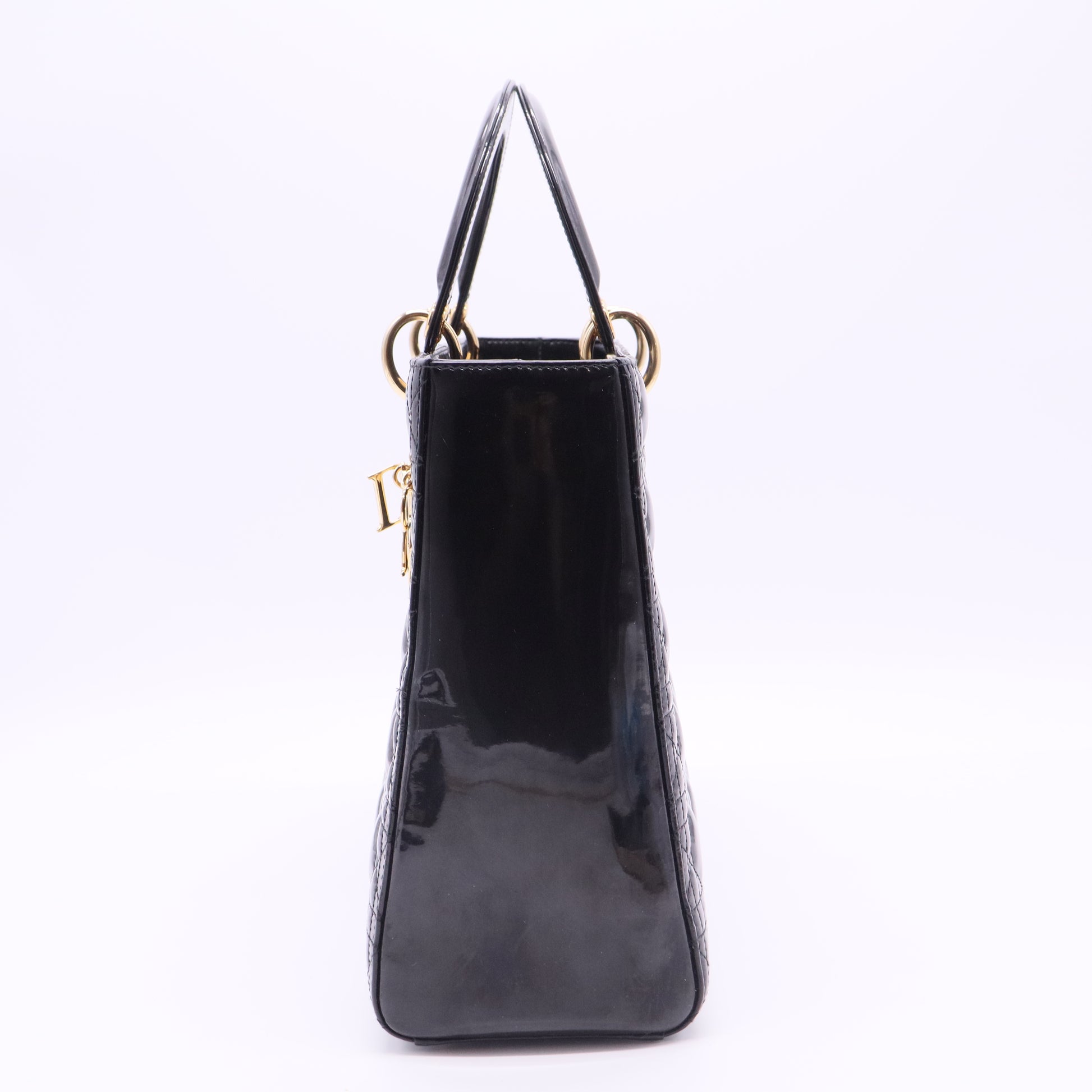 Lady Dior Bag Cannage Quilt Patent Large