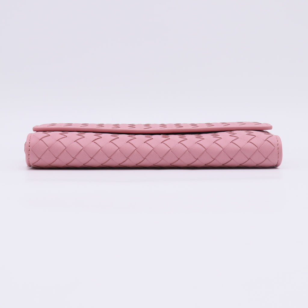 Preloved Intrecciato Wallet Pink Leather Wo W22613