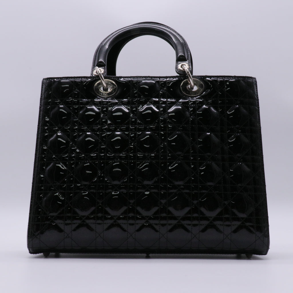 Vintage Lady Dior Bag Cannage Quilt Patent Large twins