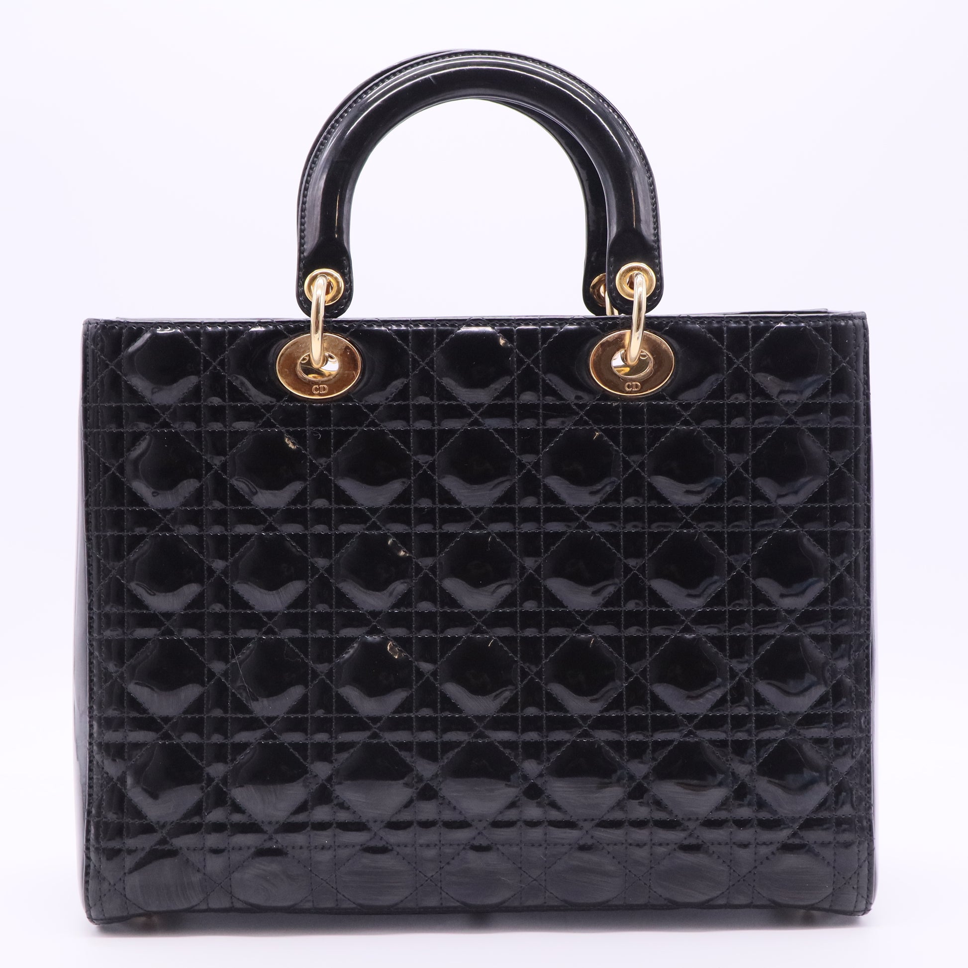 Lady Dior Bag Cannage Quilt Patent Large