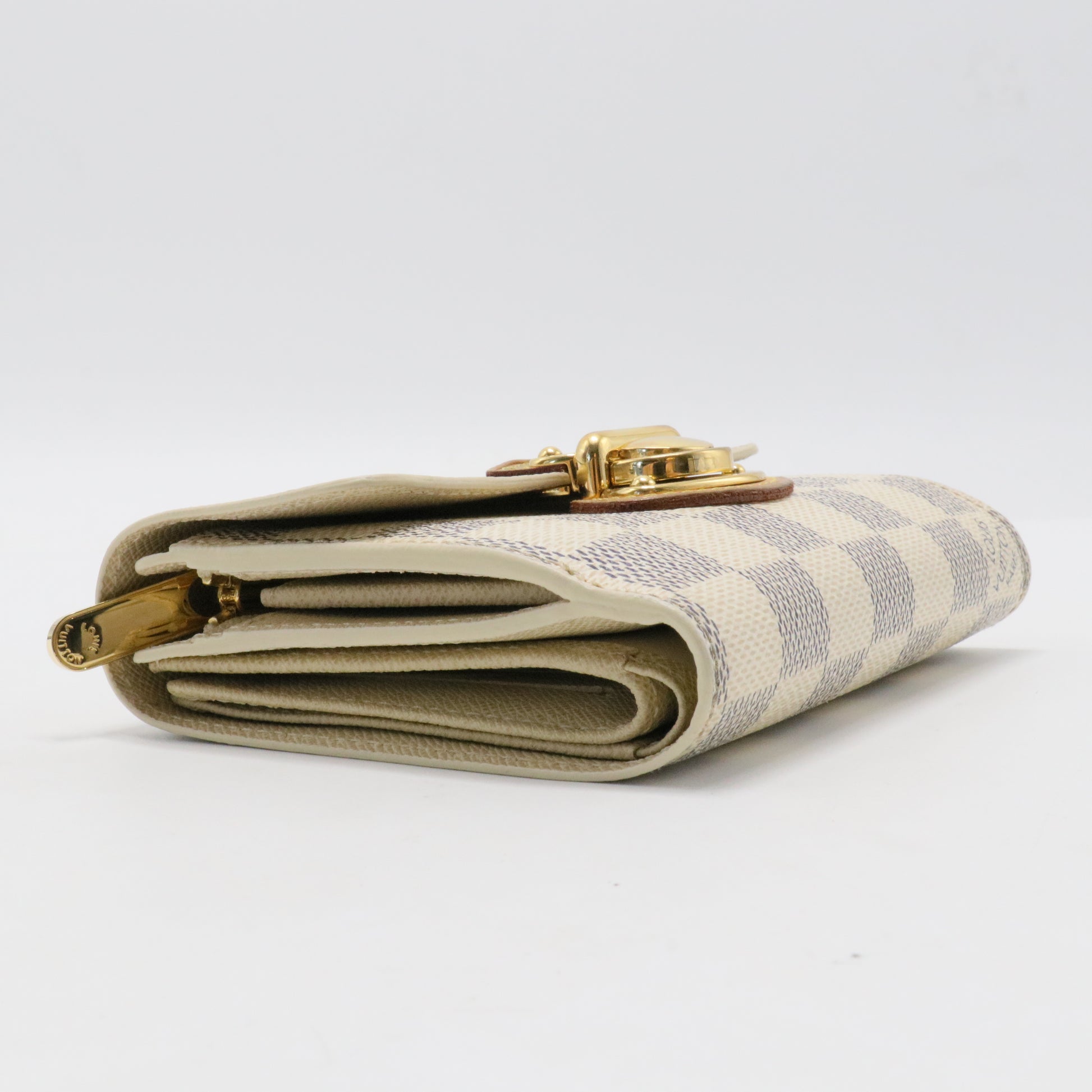 White Koala Damier Azur Coated Canvas Compact Push-lock Wallet