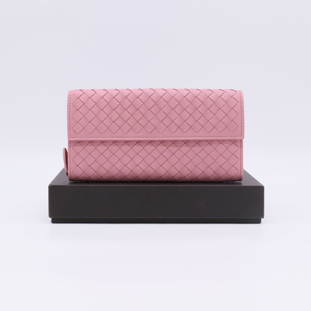 Preloved Intrecciato Wallet Pink Leather Wo W22613