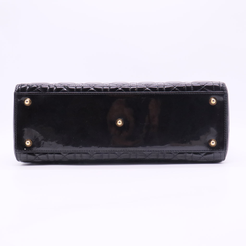 Lady Dior Bag Cannage Quilt Patent Large