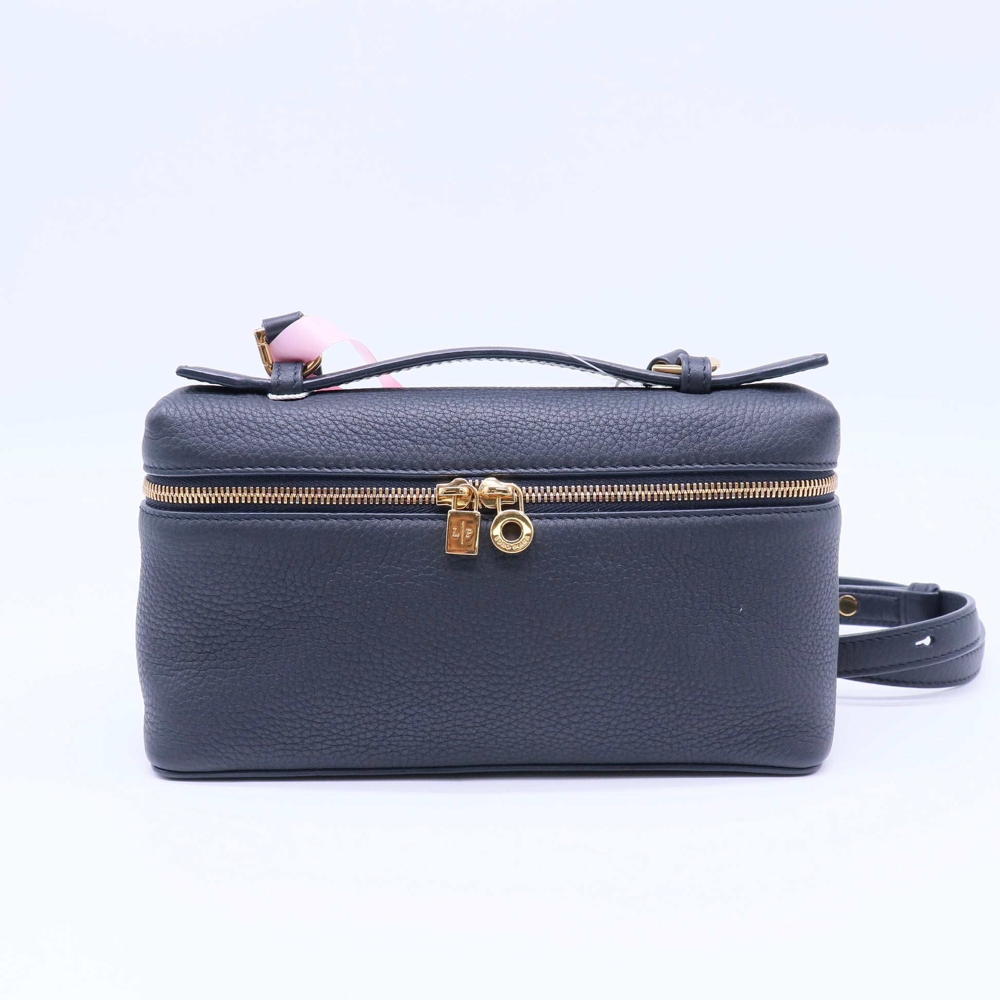 Loro Piana Navy Blue Leather Extra Pocket L19 Pouch Twins LDJ4276