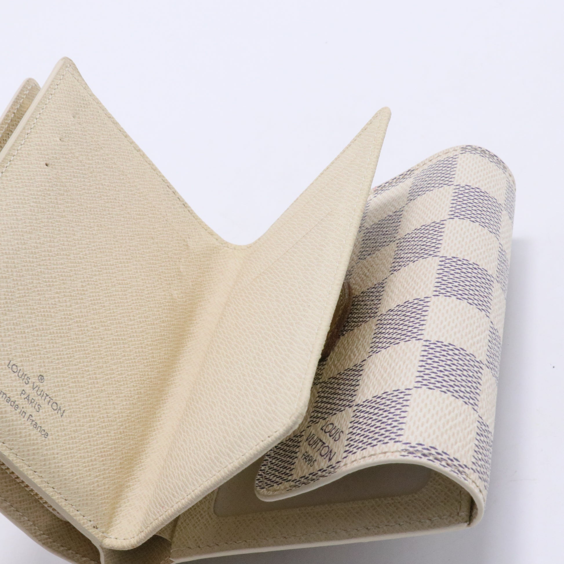 White Koala Damier Azur Coated Canvas Compact Push-lock Wallet