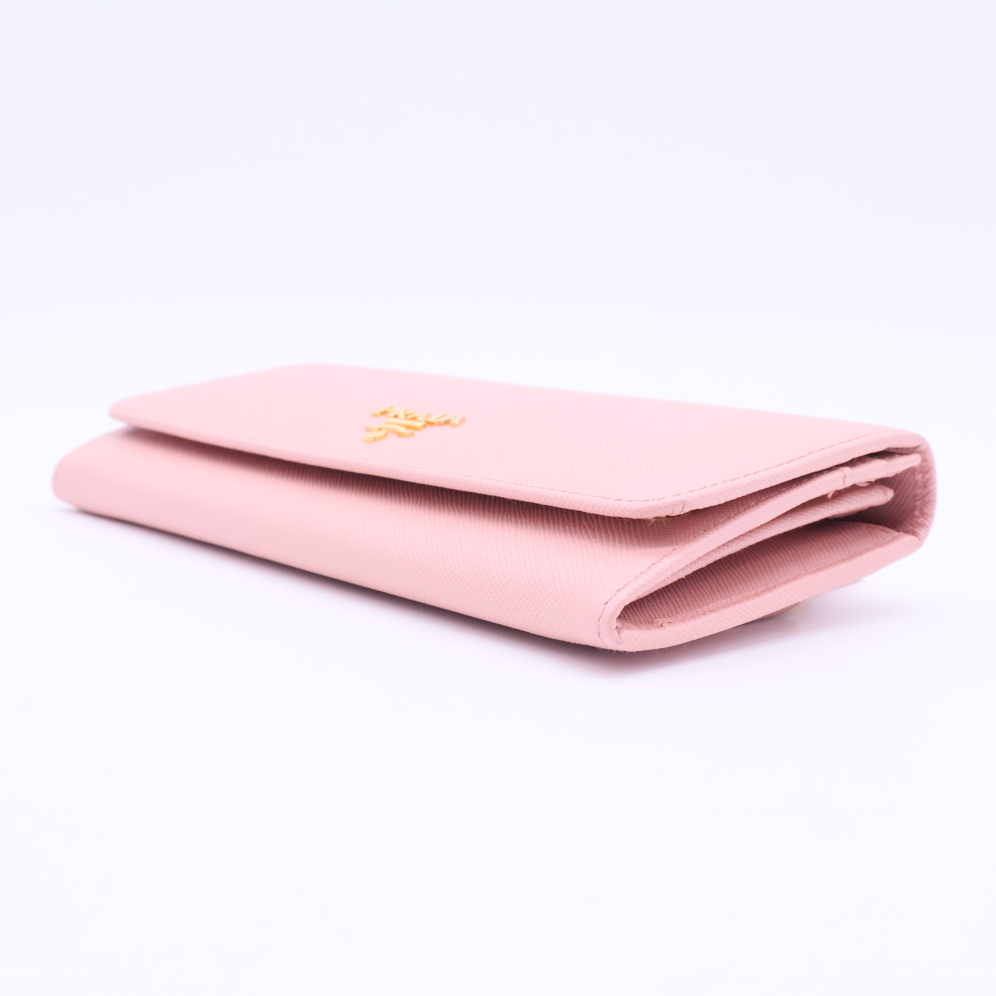 Light Pink Saffiano Leather Logo Flap Continental Wallet