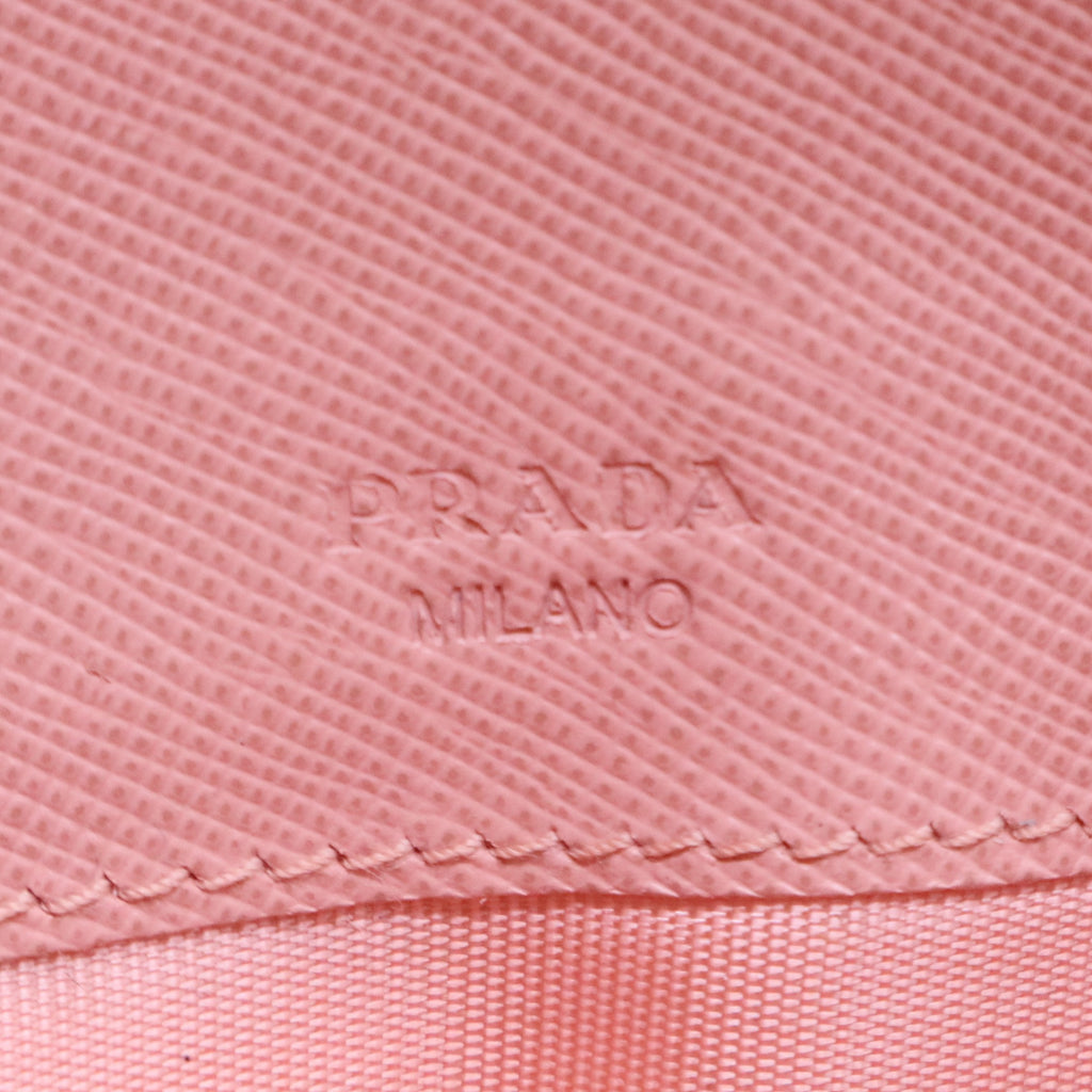 Light Pink Saffiano Leather Logo Flap Continental Wallet