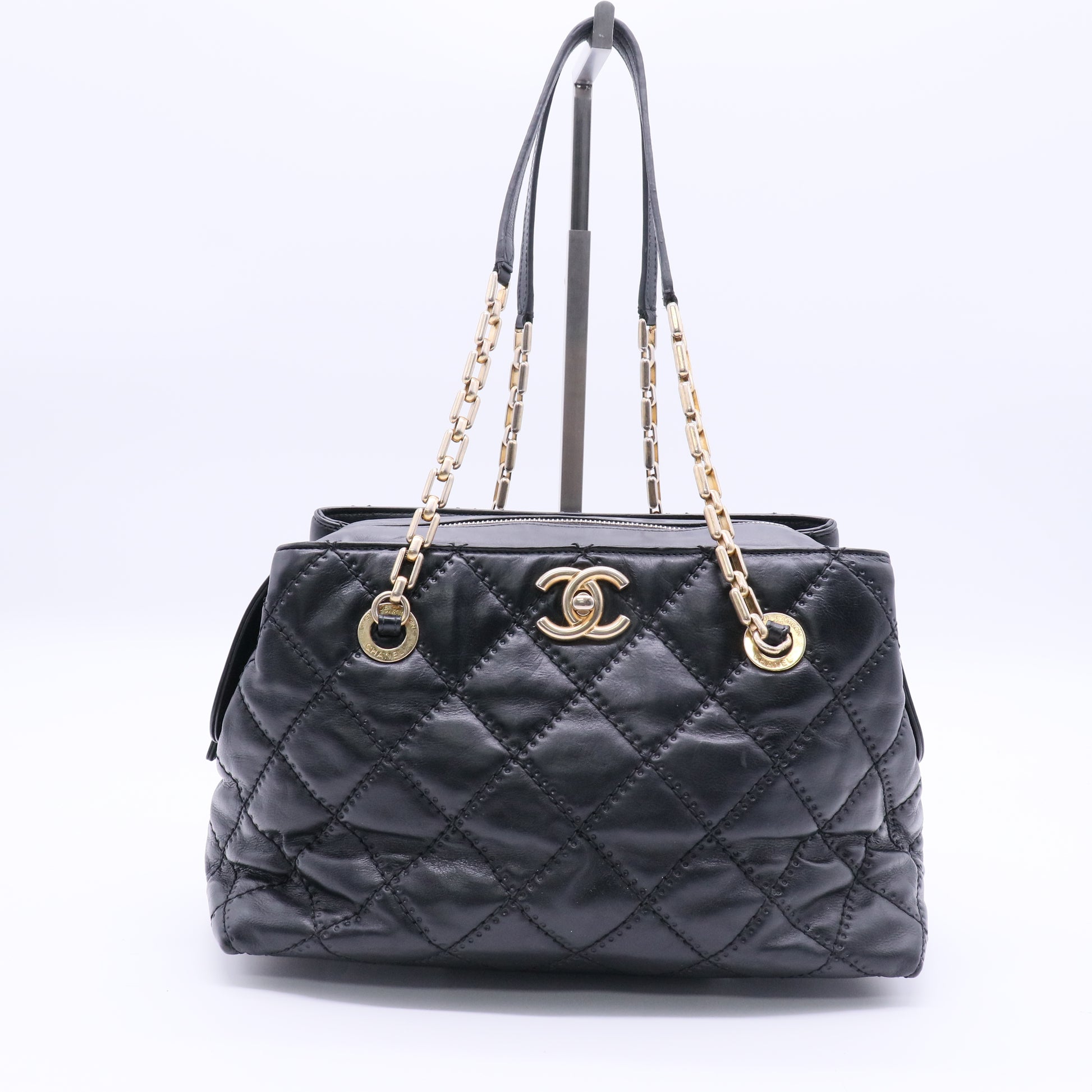 Chanel medium vintage chain tote bag twins