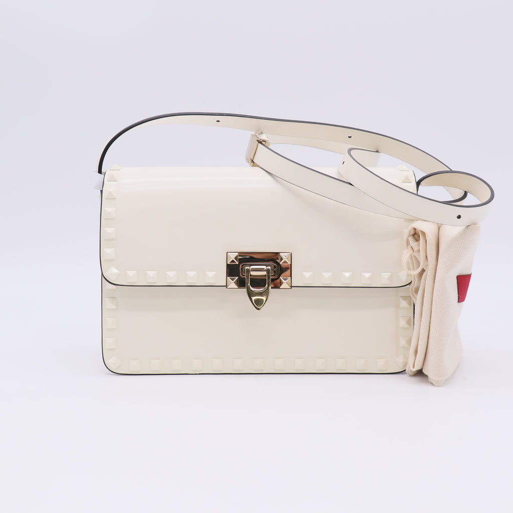 White Leather Guitar Rockstud B23380
