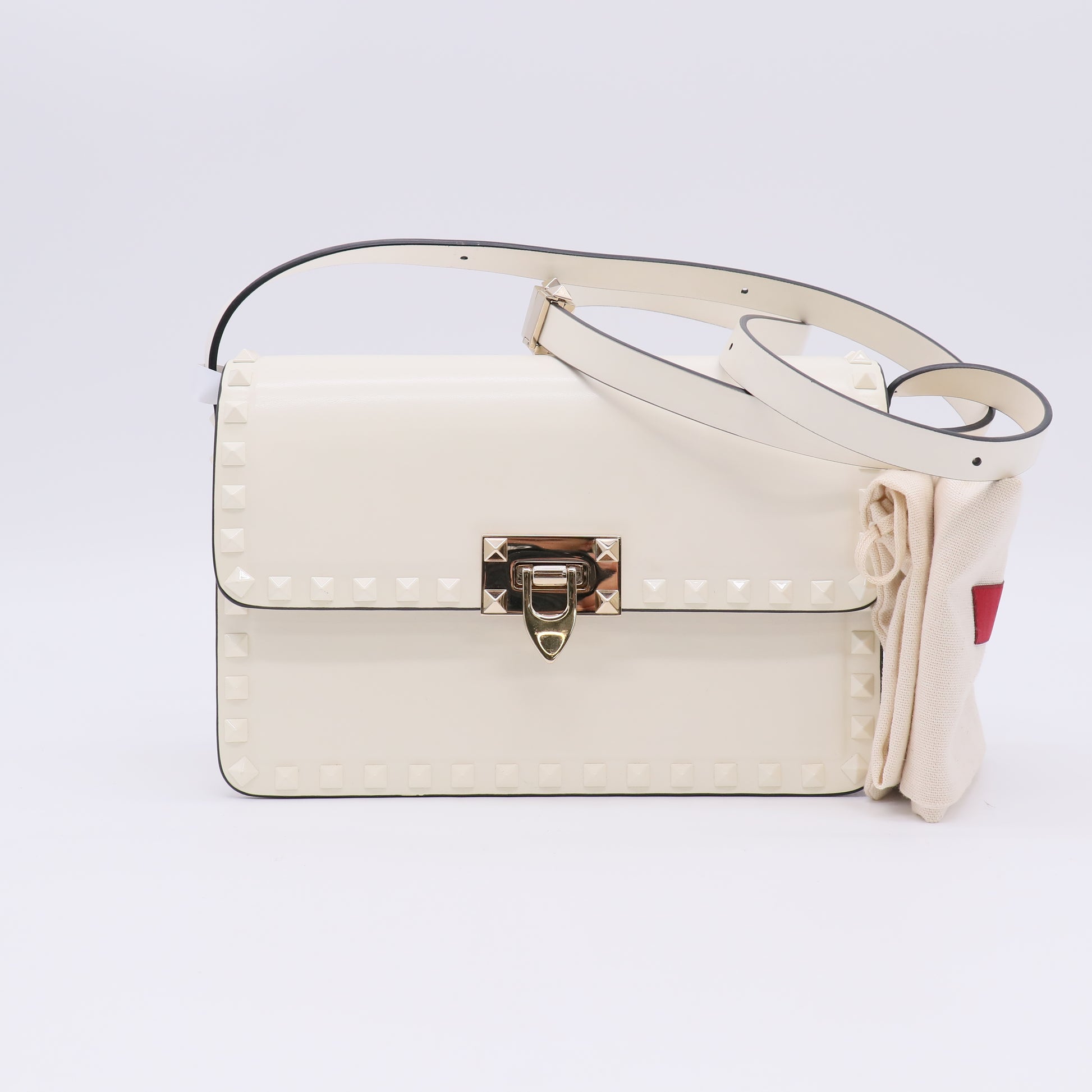 White Leather Guitar Rockstud B23380