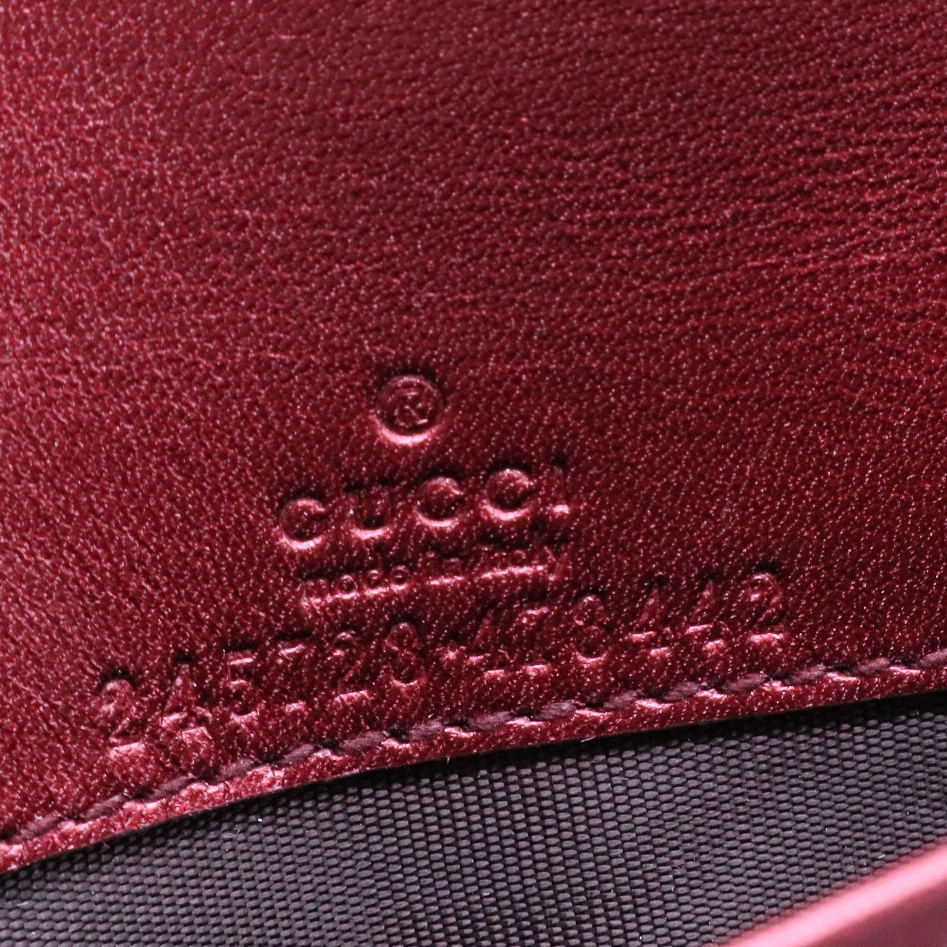 Gucci Guccissima Heart Brown Burgundy Patent Leather Continental Wallet W11085 TWINS