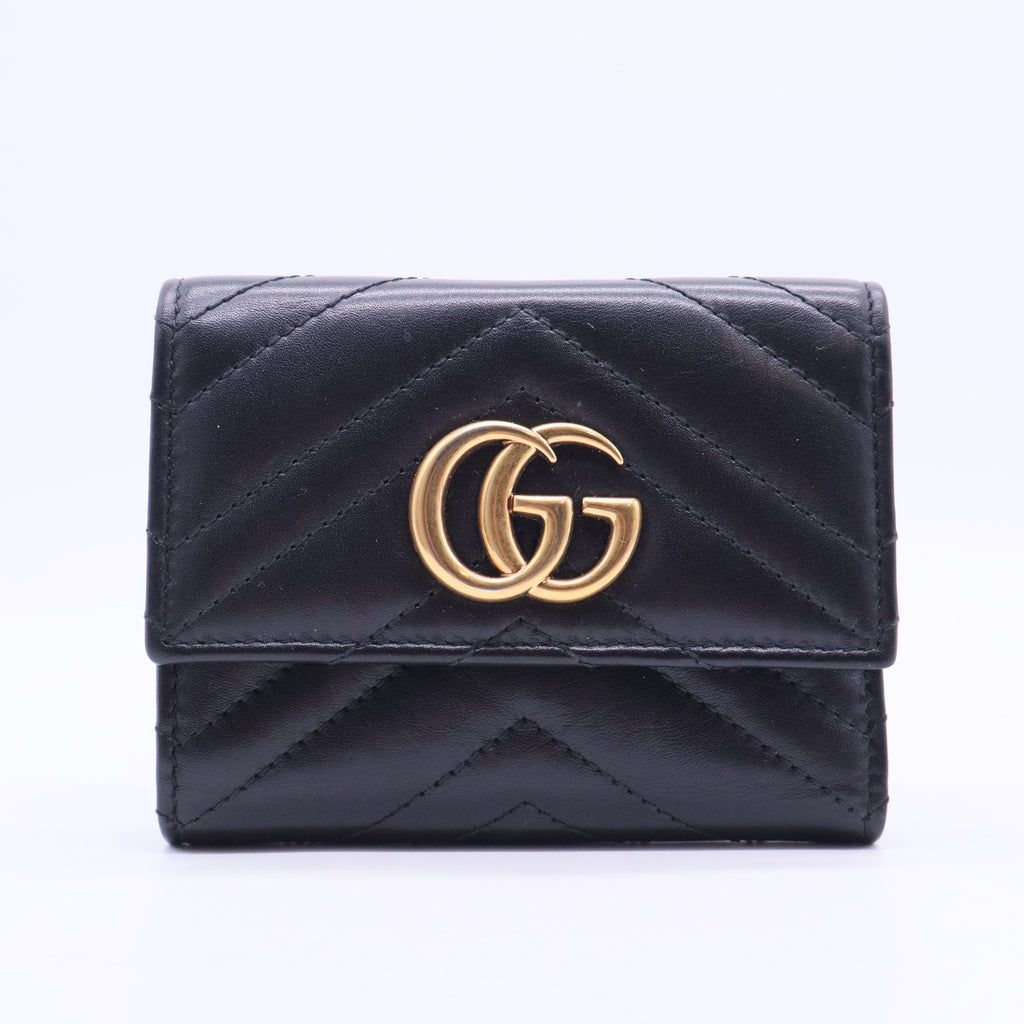 Calfskin Matelasse GG Marmont Medium Wallet Black
