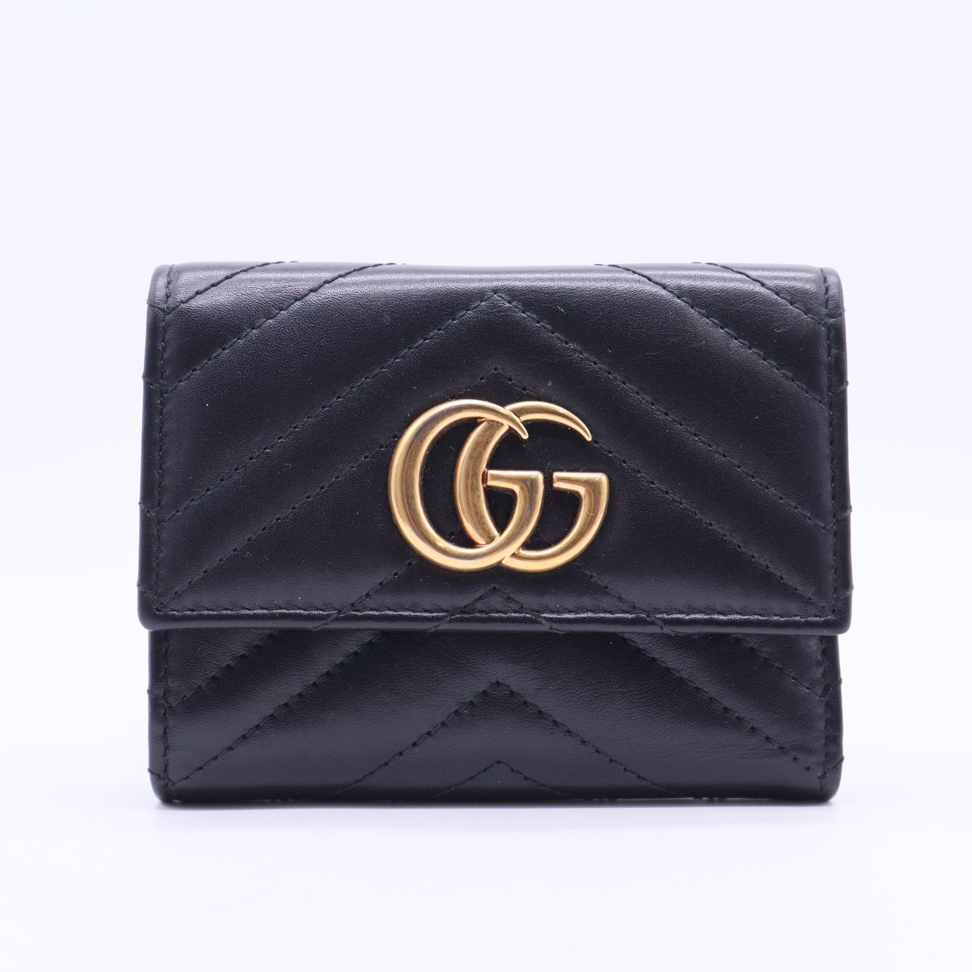 Calfskin Matelasse GG Marmont Medium Wallet Black
