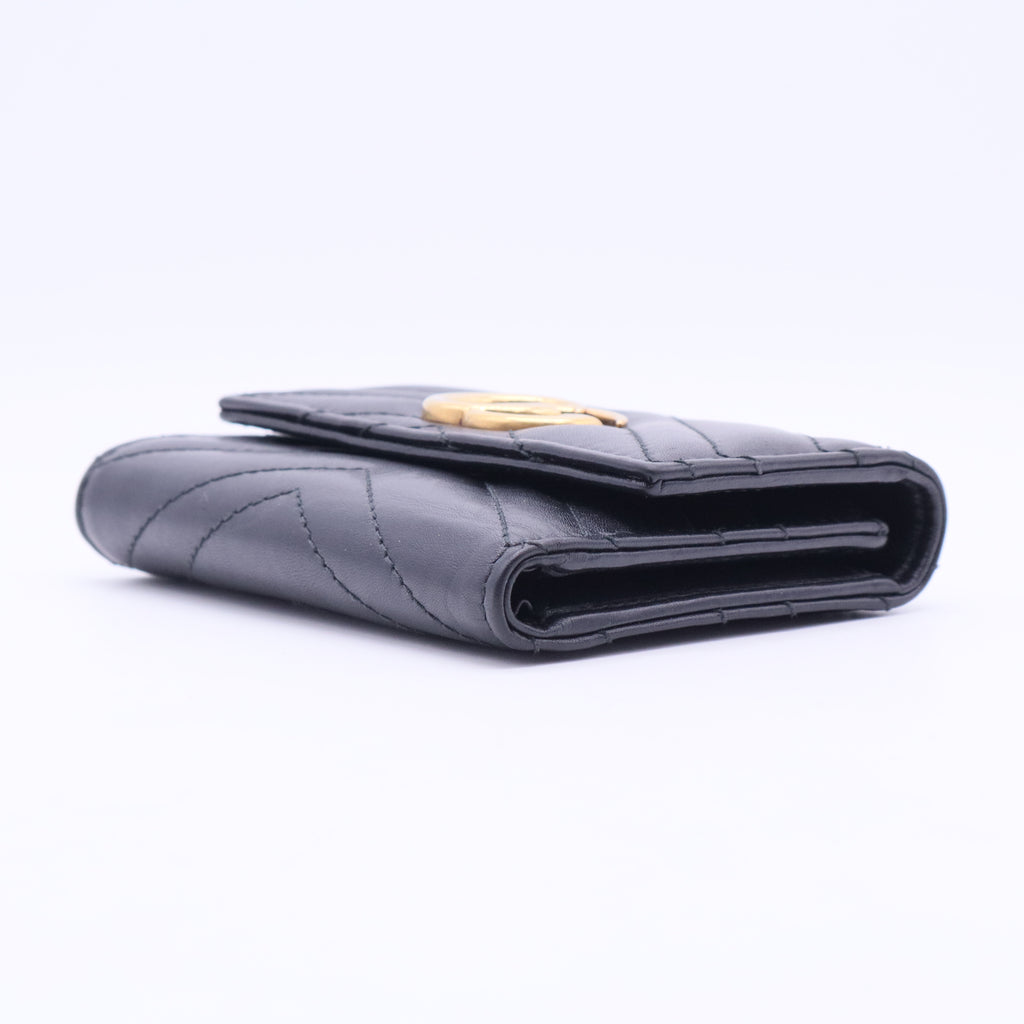 Calfskin Matelasse GG Marmont Medium Wallet Black