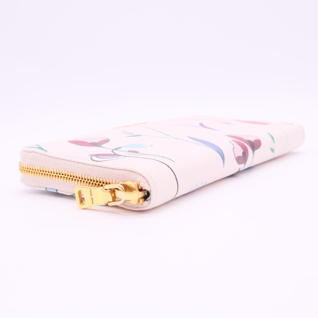 Zip-around Wallet With Floral Print