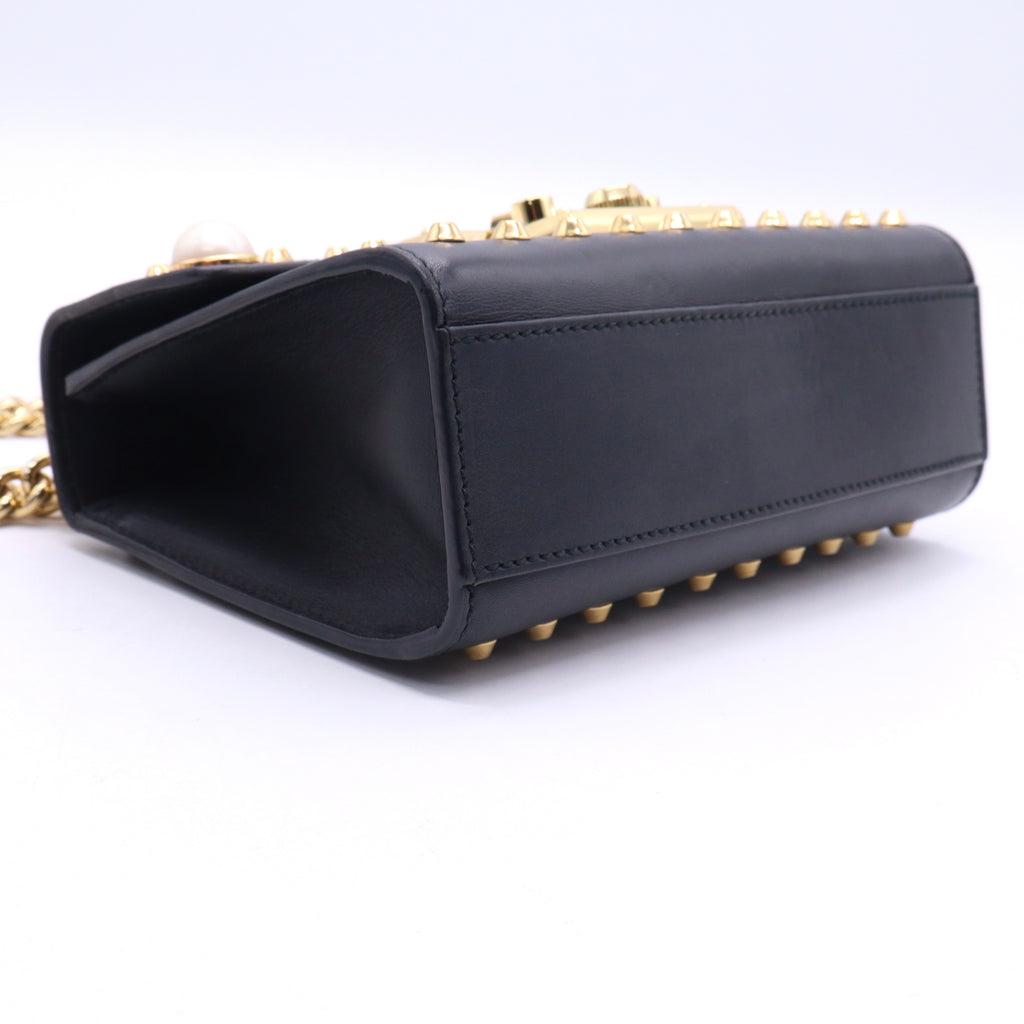 Pearly Padlock Shoulder Bag Studded Leather Small Twins B20925