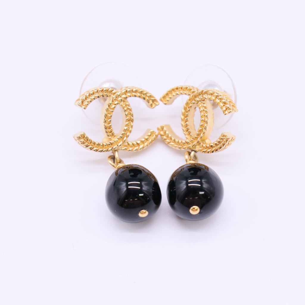 Chanel Twisted CC Ball Drop Earrings W22053