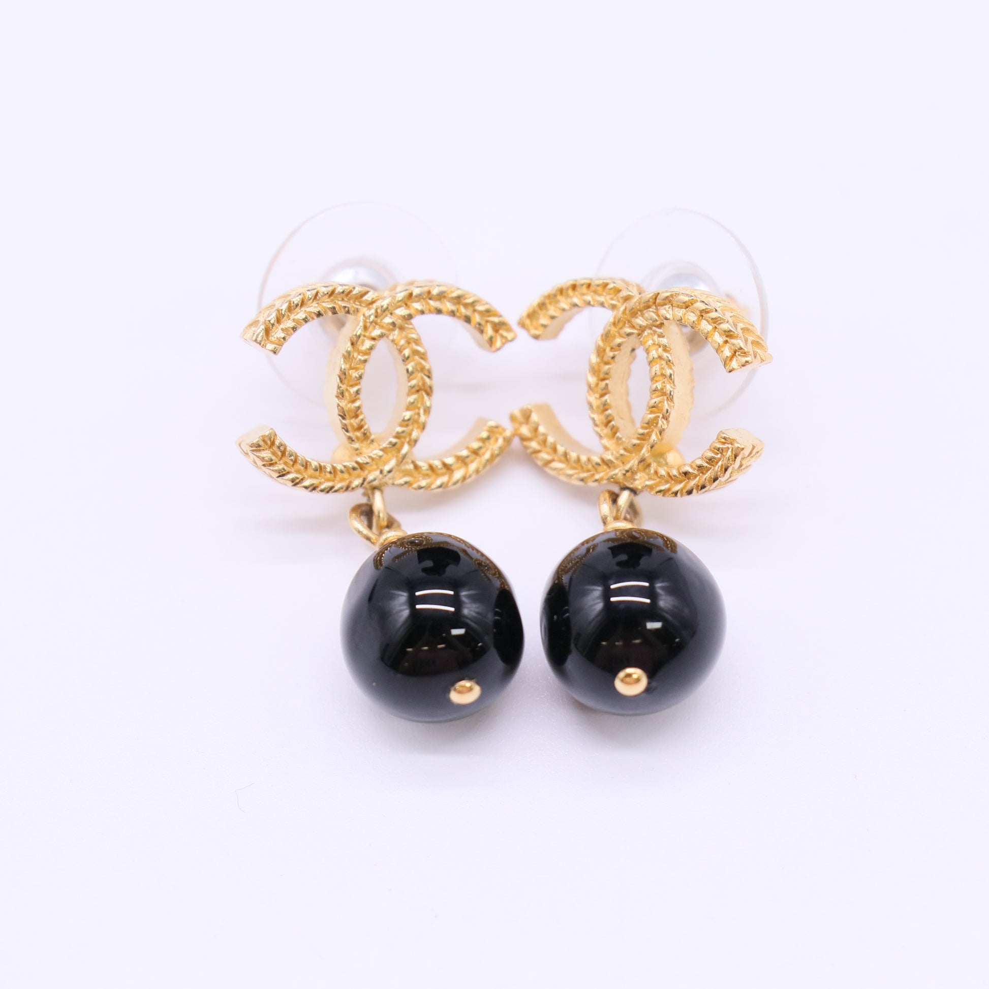 Chanel Twisted CC Ball Drop Earrings W22053
