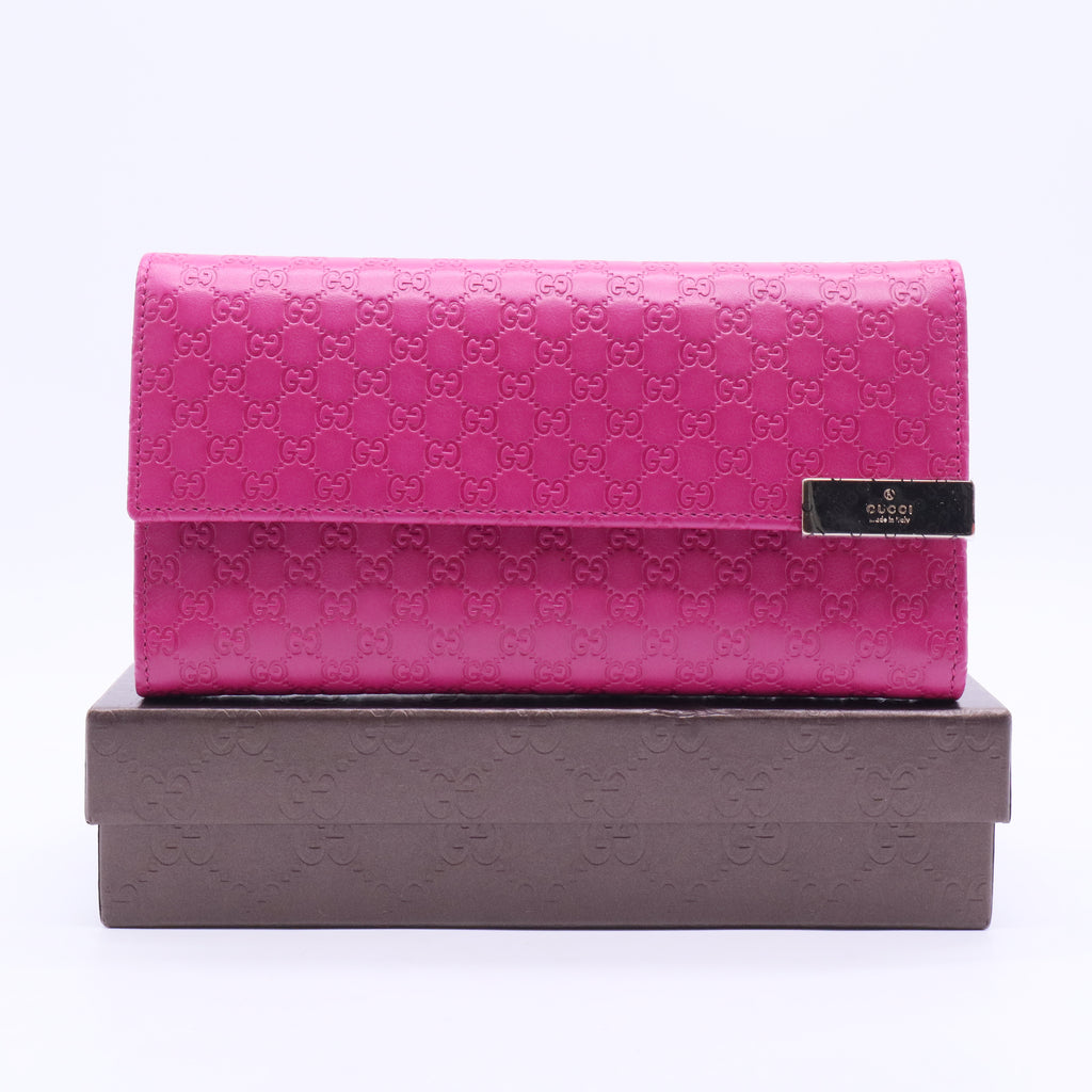 Pink Micro guccissima Leather Wallet
