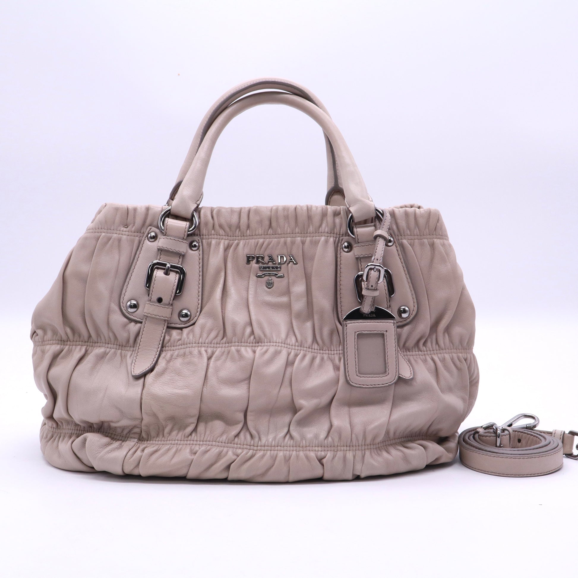 Prada Argilla Nappa Gaufre Leather Tote Bag twins B21051