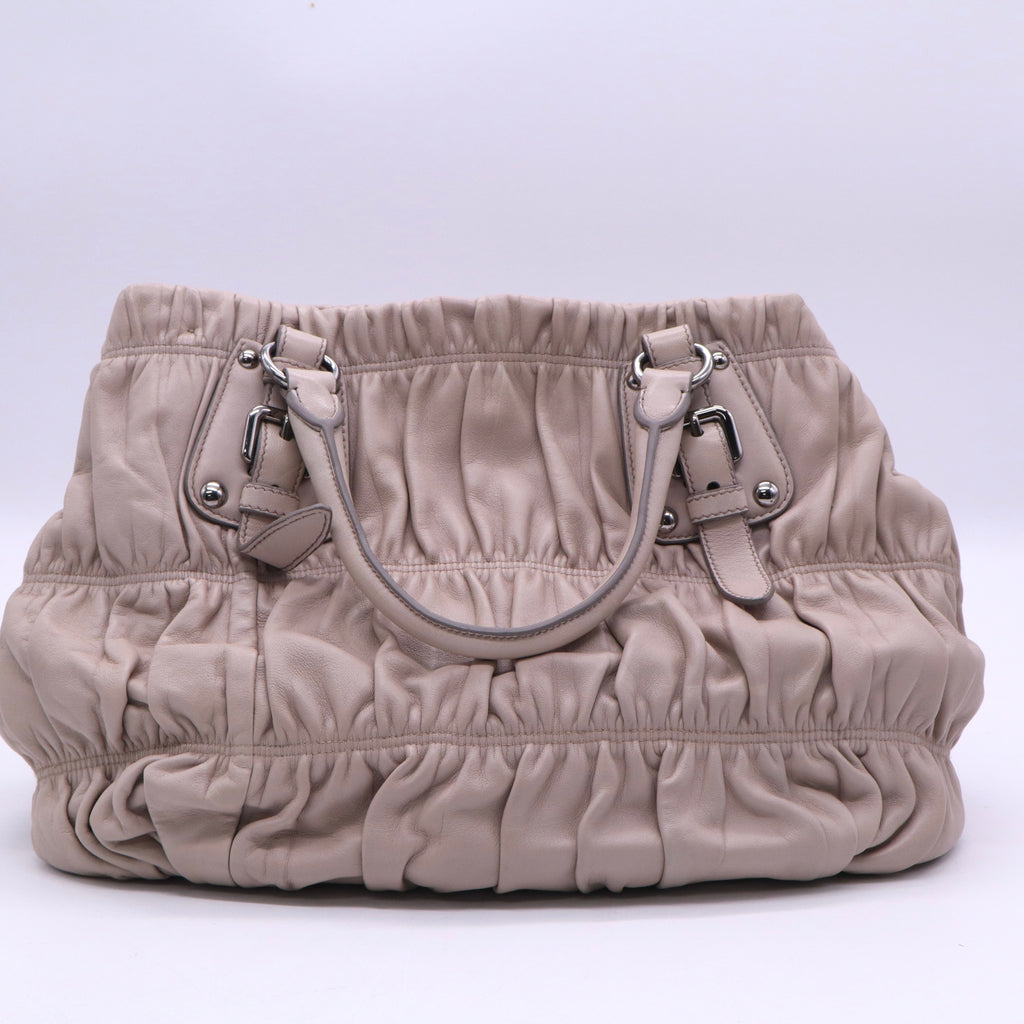 Prada Argilla Nappa Gaufre Leather Tote Bag twins B21051