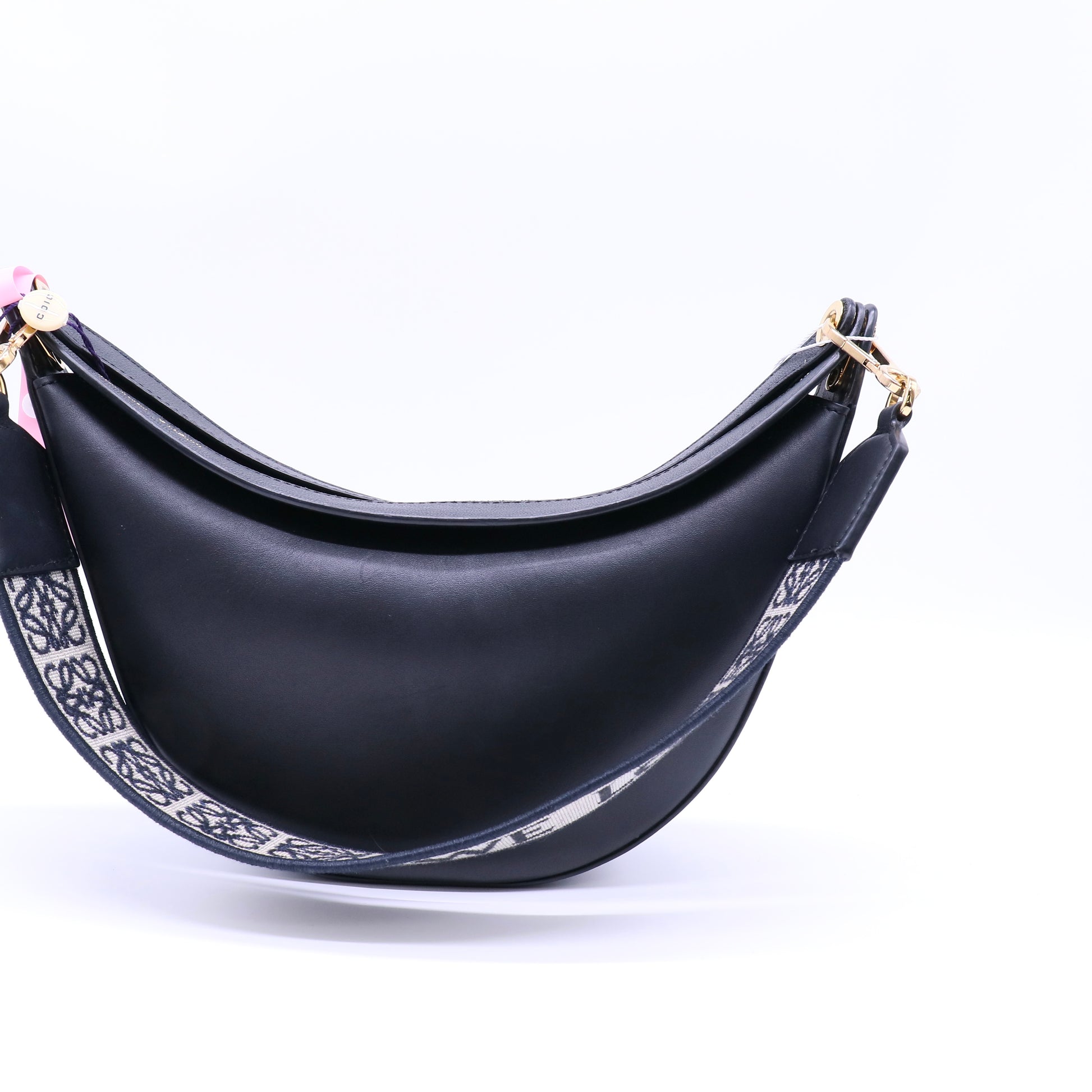 Loewe Luna Bag in Satin Calfskin and Jacquard Black Twins LDJ4303
