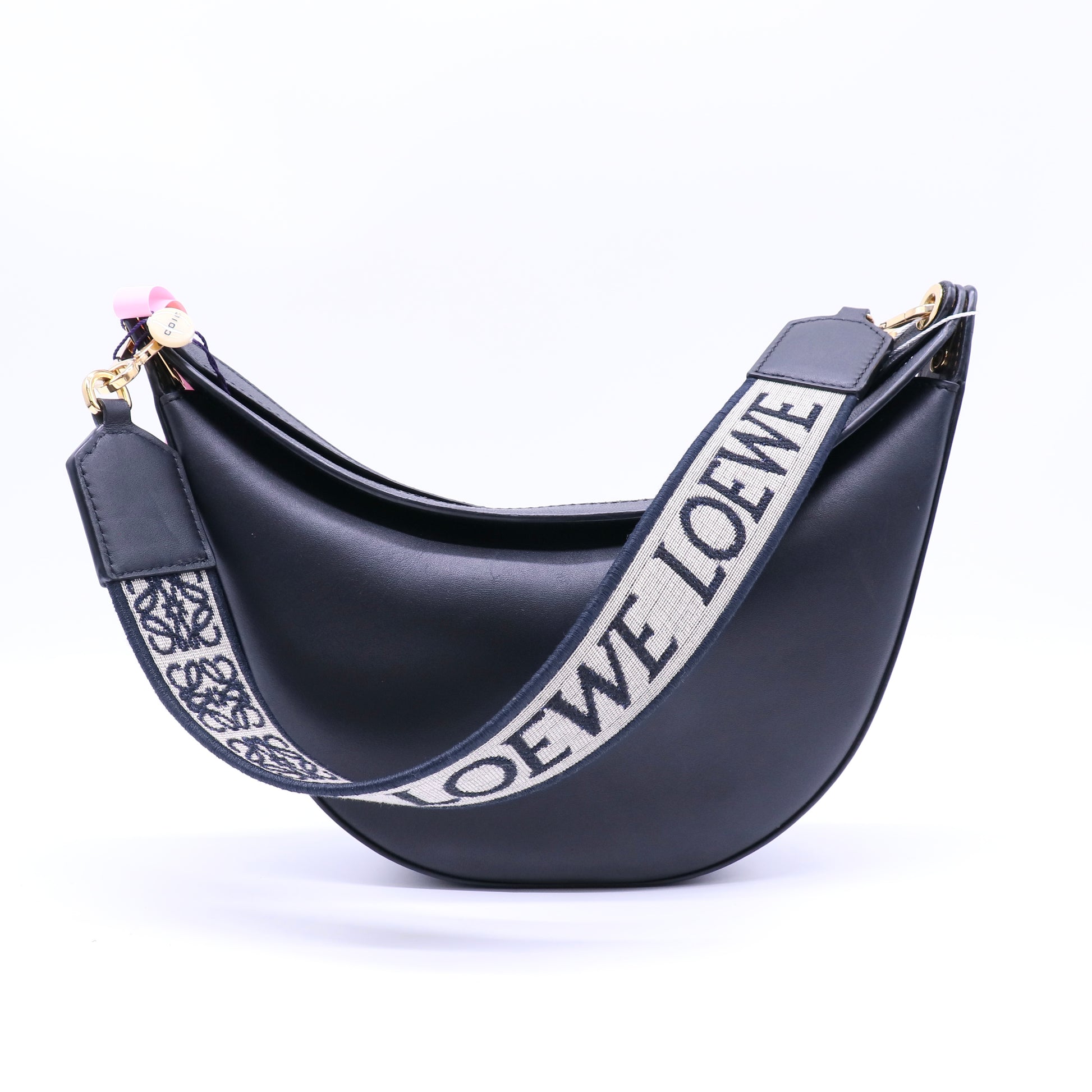 Loewe Luna Bag in Satin Calfskin and Jacquard Black Twins LDJ4303